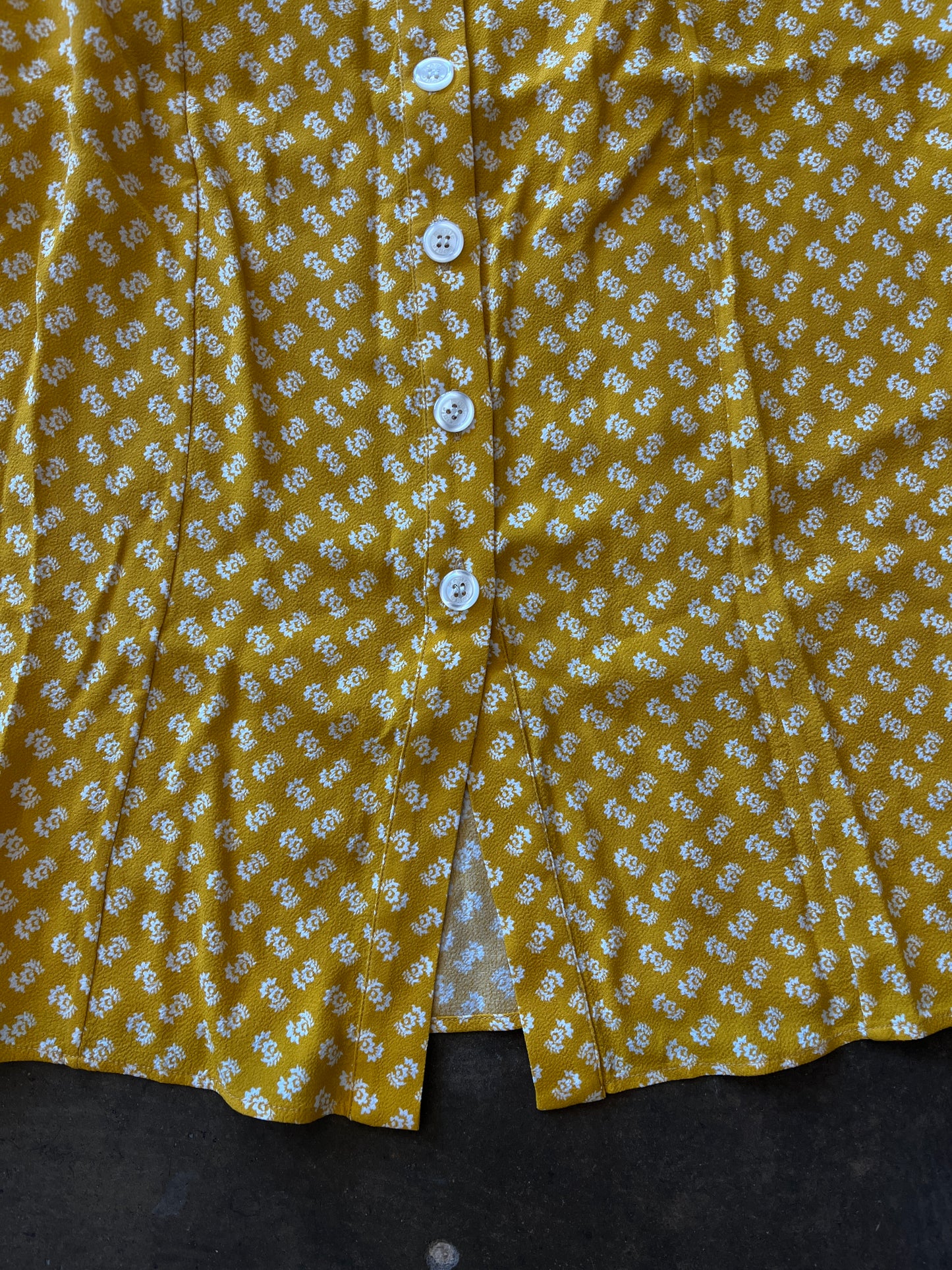 Yellow Patterned Button Front Maxi Skirt