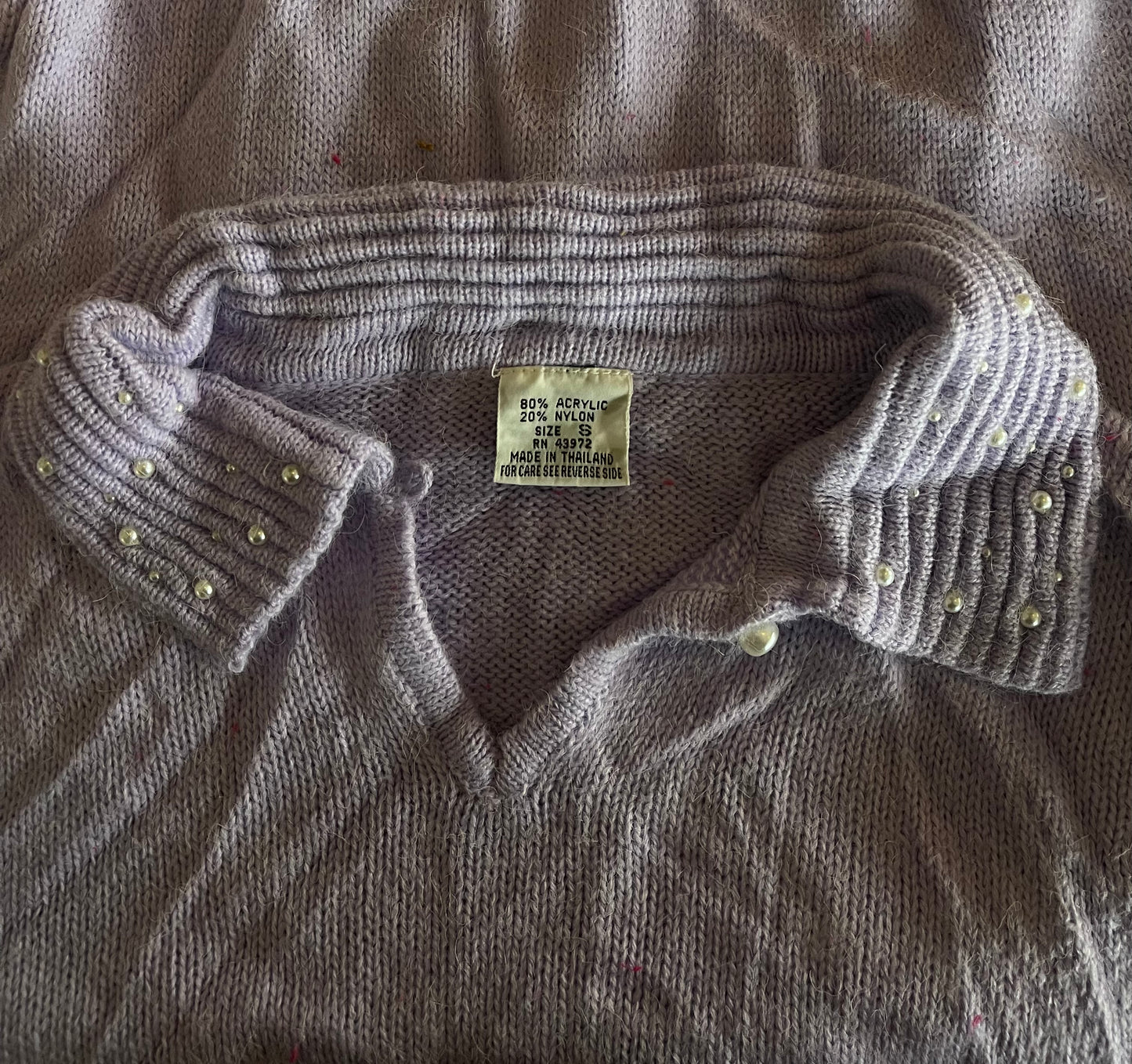 Lavender Pearl Collar Sweater