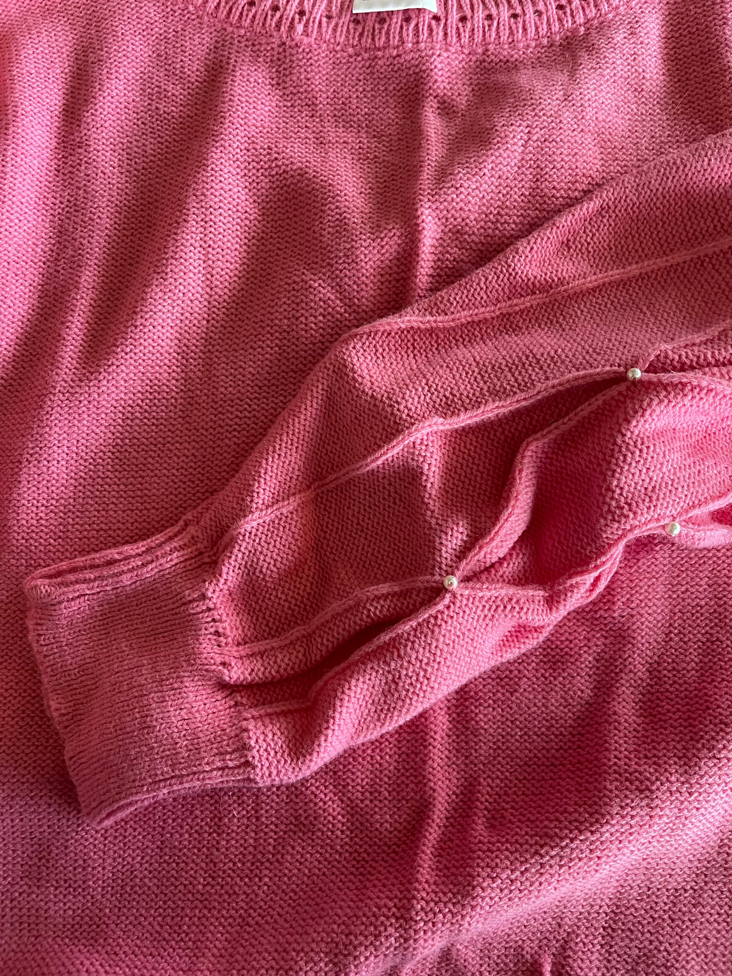 Pink Pearl Sleeve Sweater