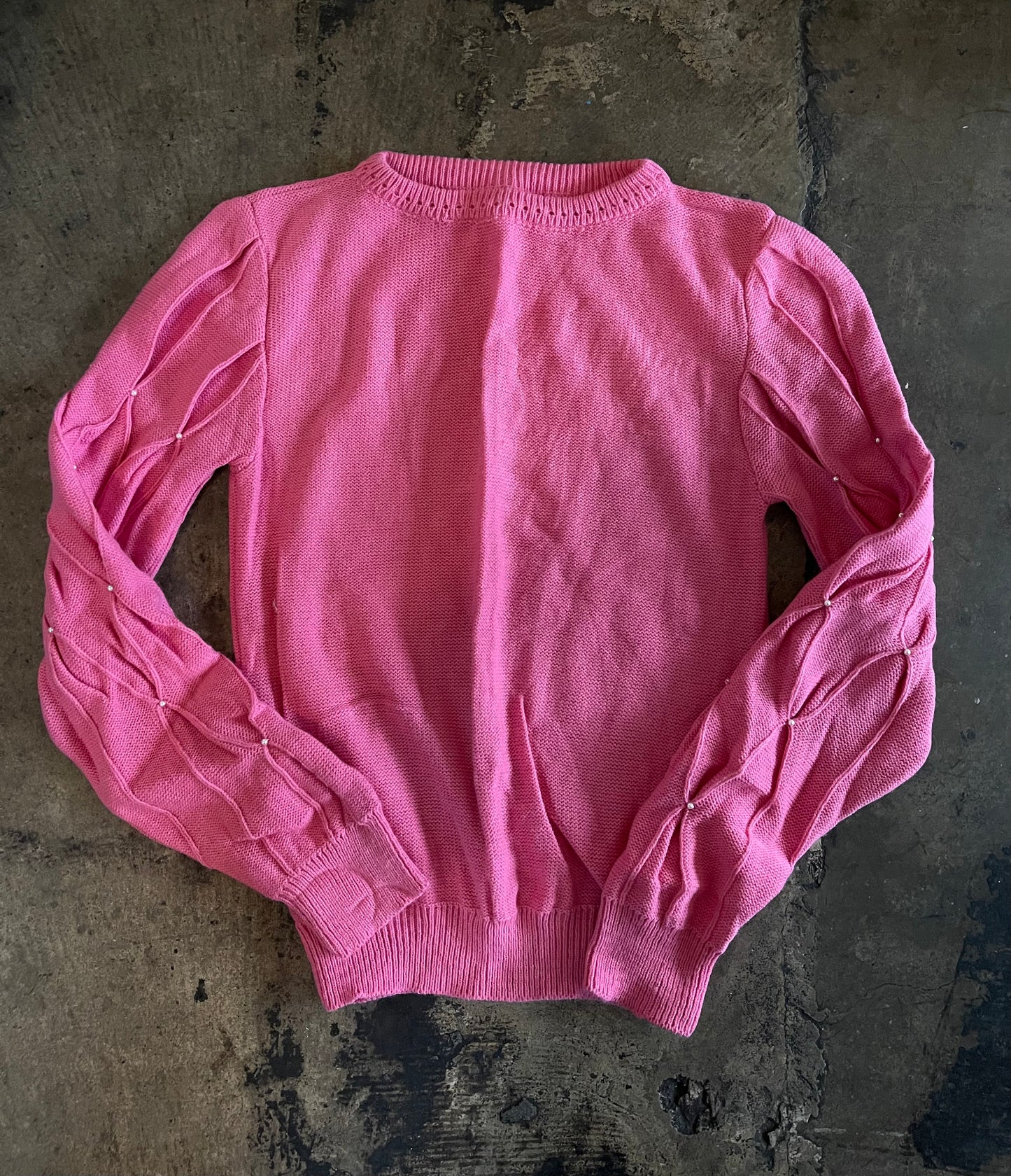 Pink Pearl Sleeve Sweater