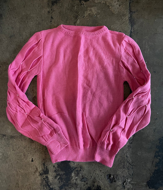 Pink Pearl Sleeve Sweater