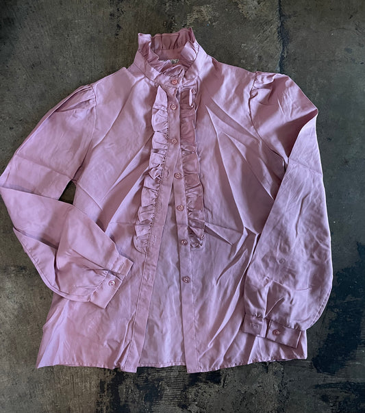 Rose Ruffle Front Button Up