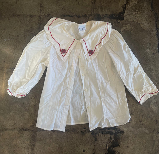 White + Red Trim Button Up