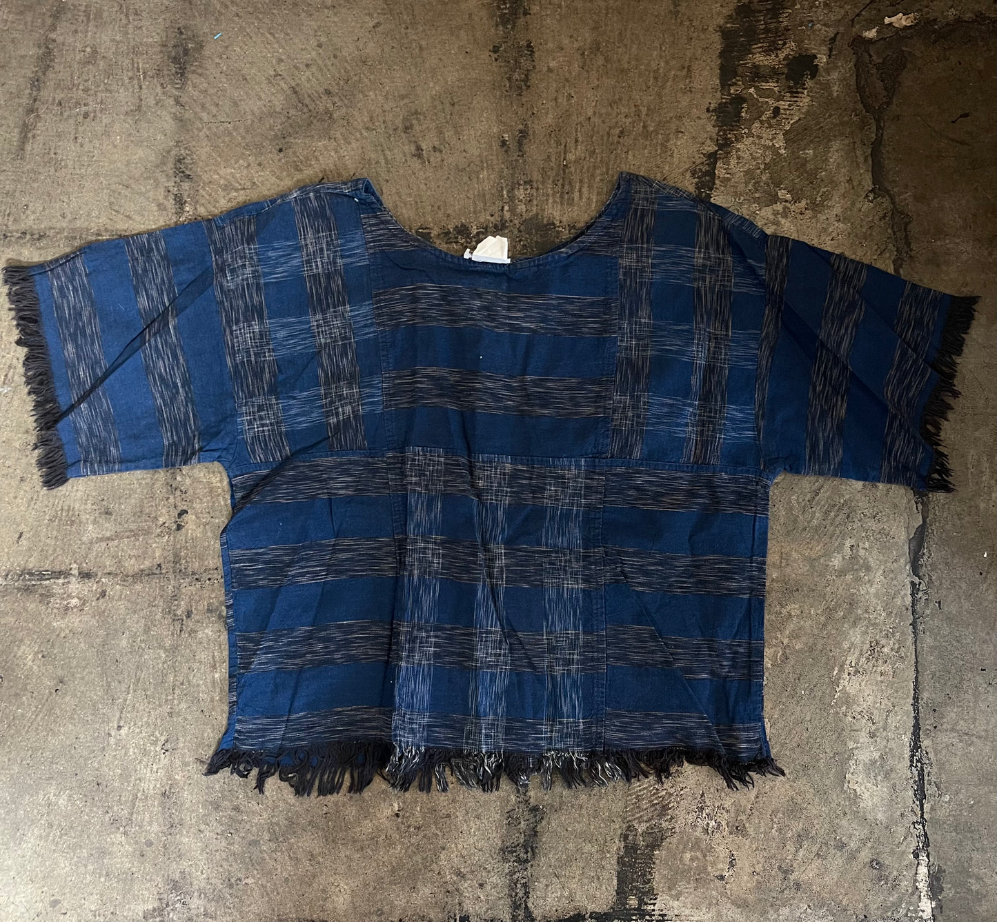 Blue Plaid Frayed Boxy Top