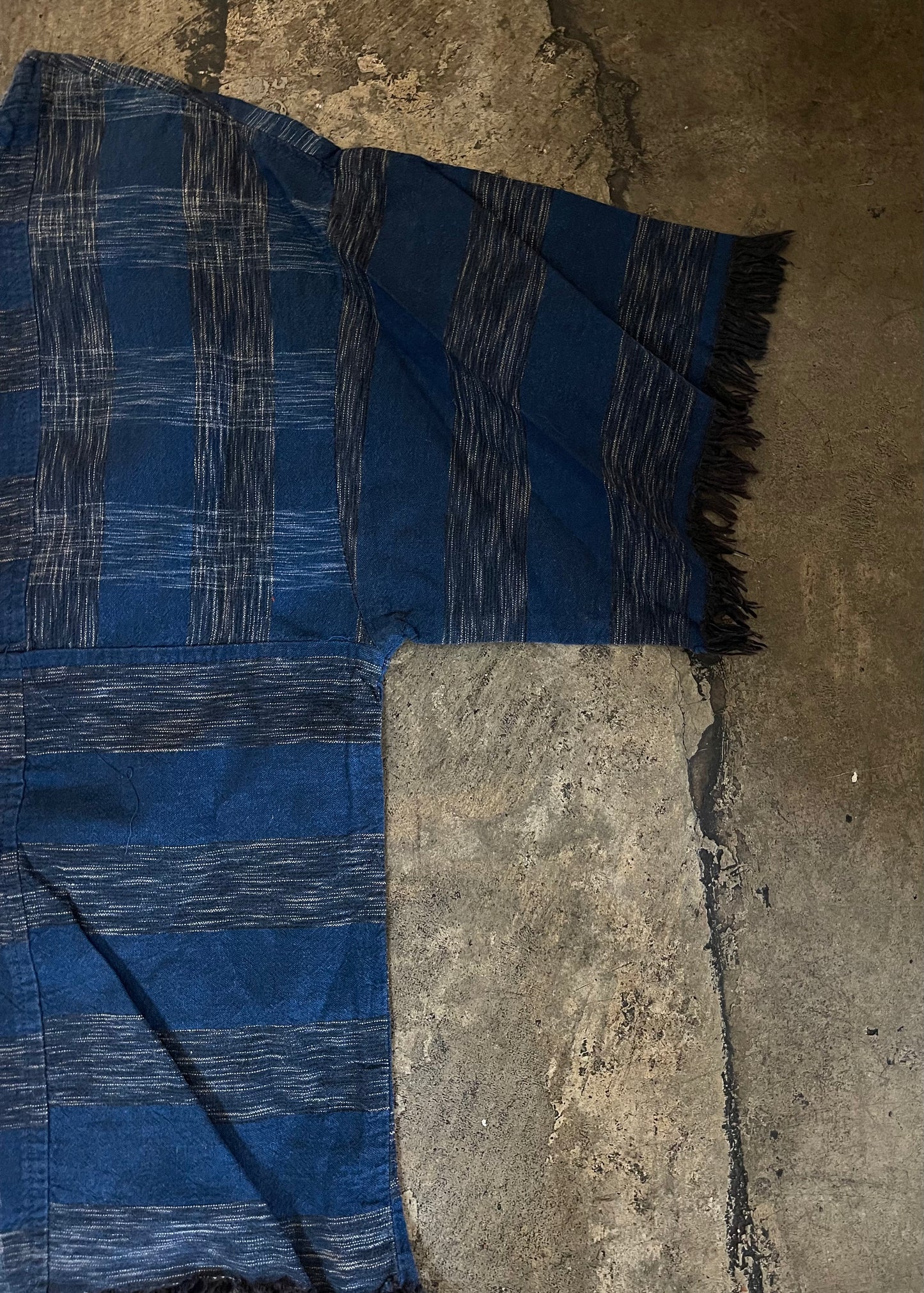Blue Plaid Frayed Boxy Top