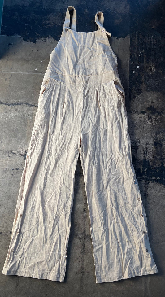 Khaki Button Strap Jumpsuit