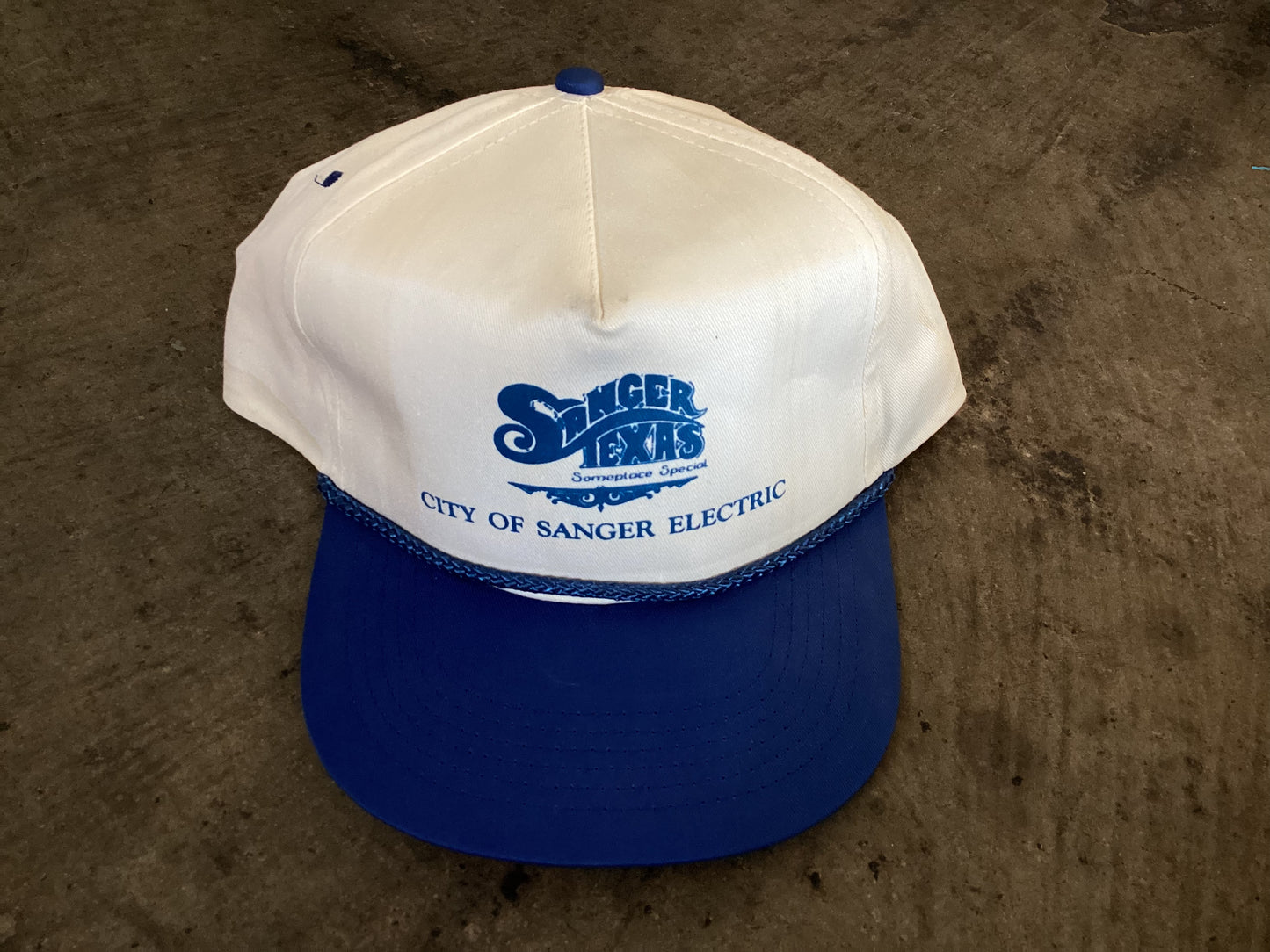 Blue + White City of Sanger Electric Hat