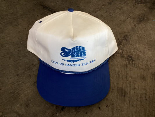 Blue + White City of Sanger Electric Hat