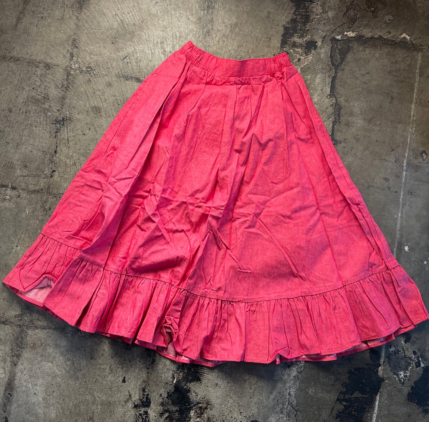 Red Cotton Prairie Skirt