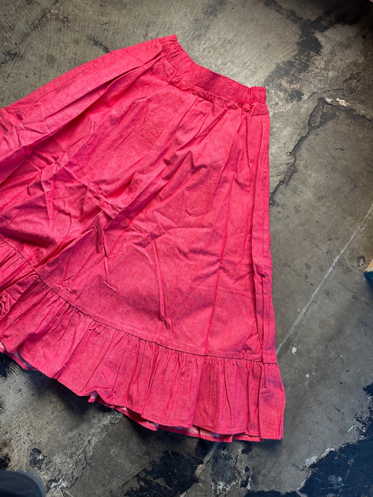 Red Cotton Prairie Skirt