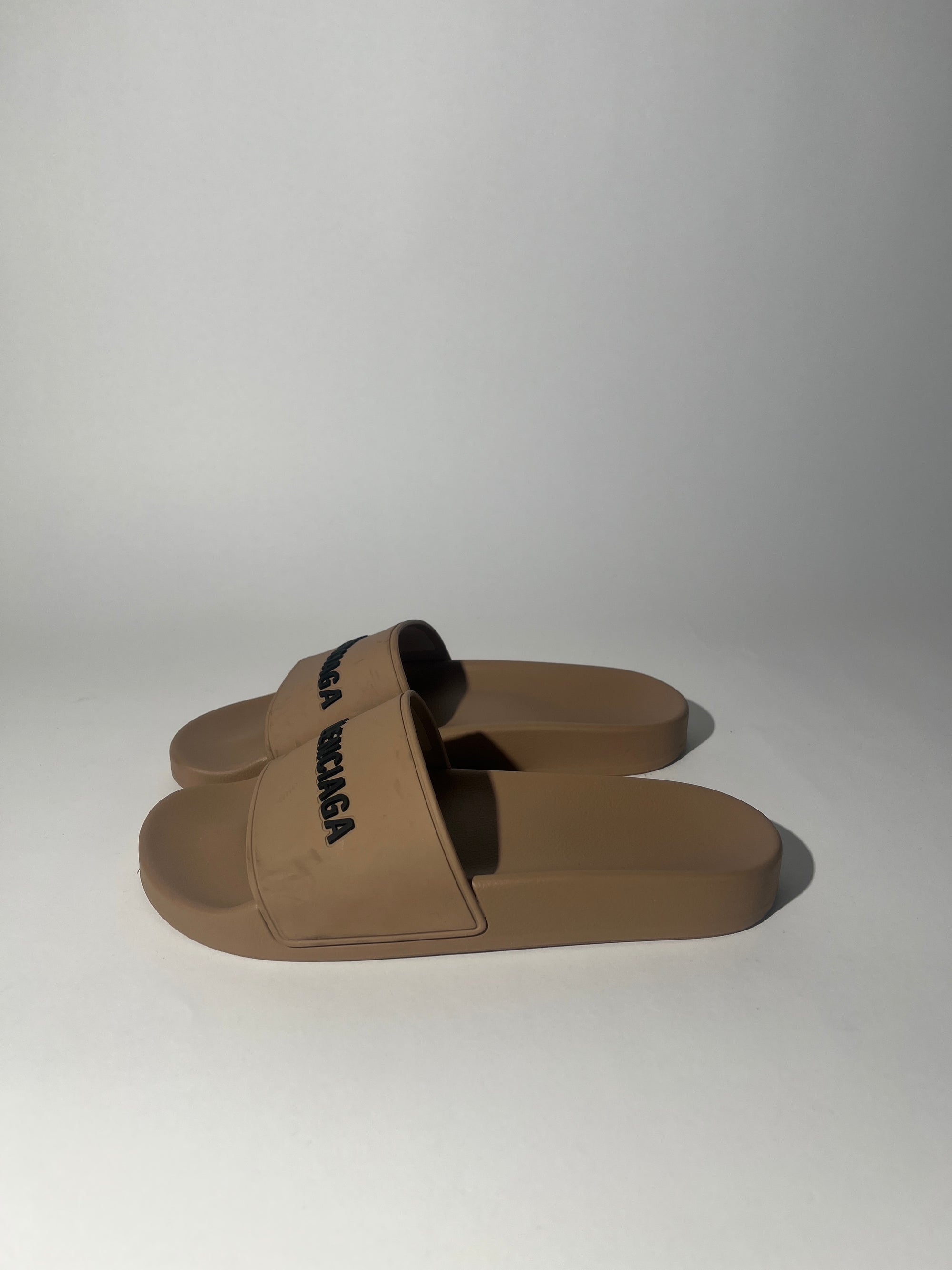 Tan Balenciaga Slide Sandals