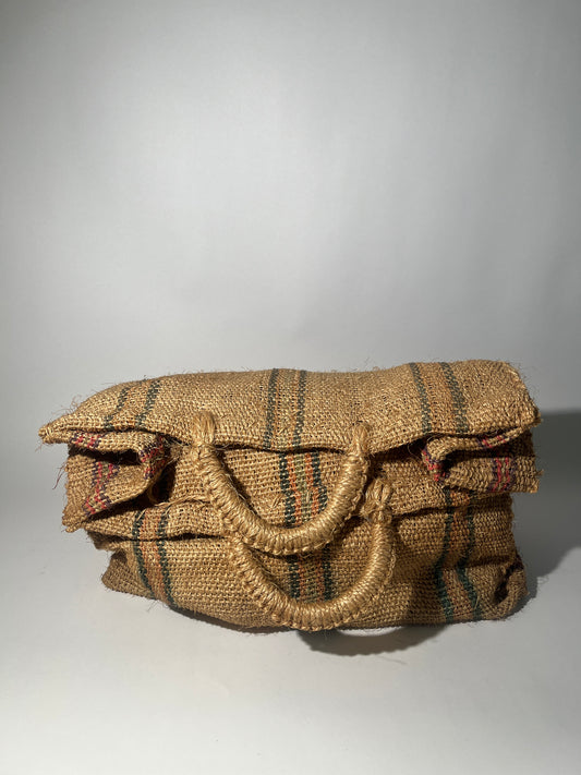 Large Striped Straw Tote