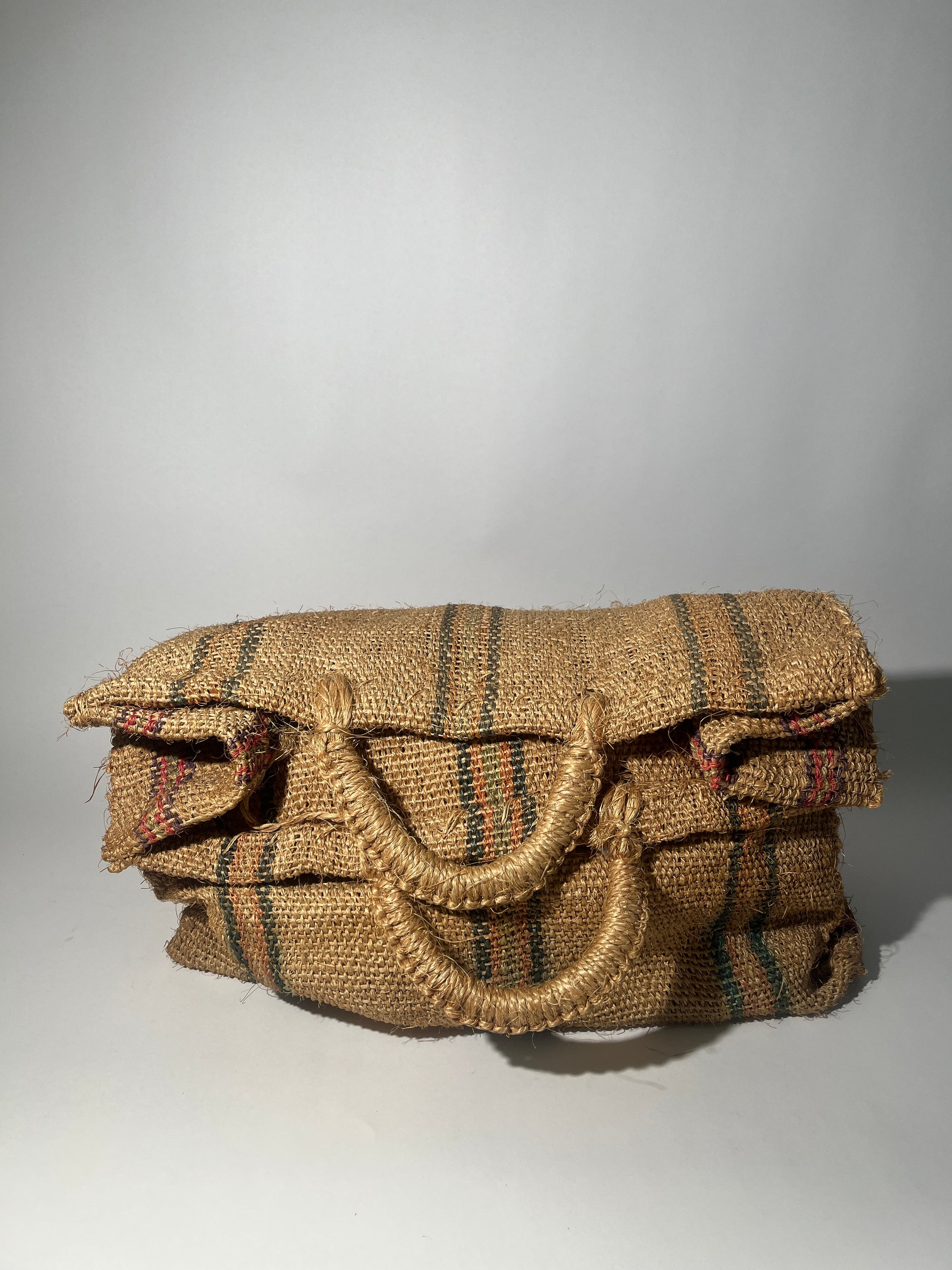 Large Striped Straw Tote