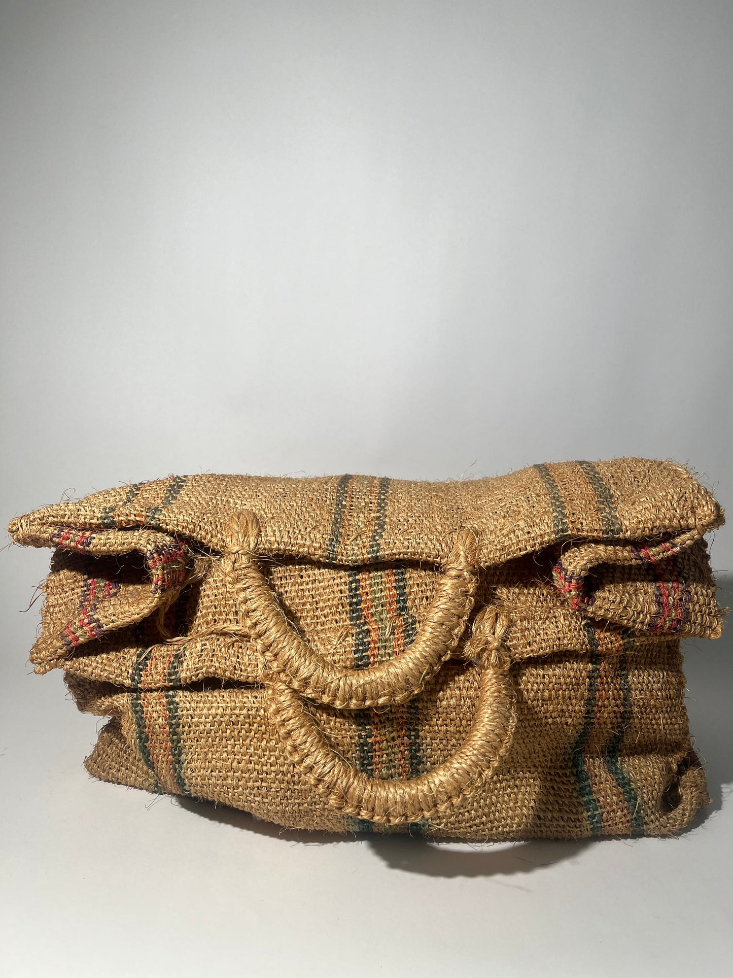 Large Striped Straw Tote