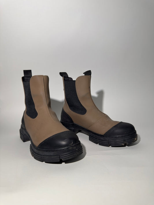 Brown Ganni Rainboots