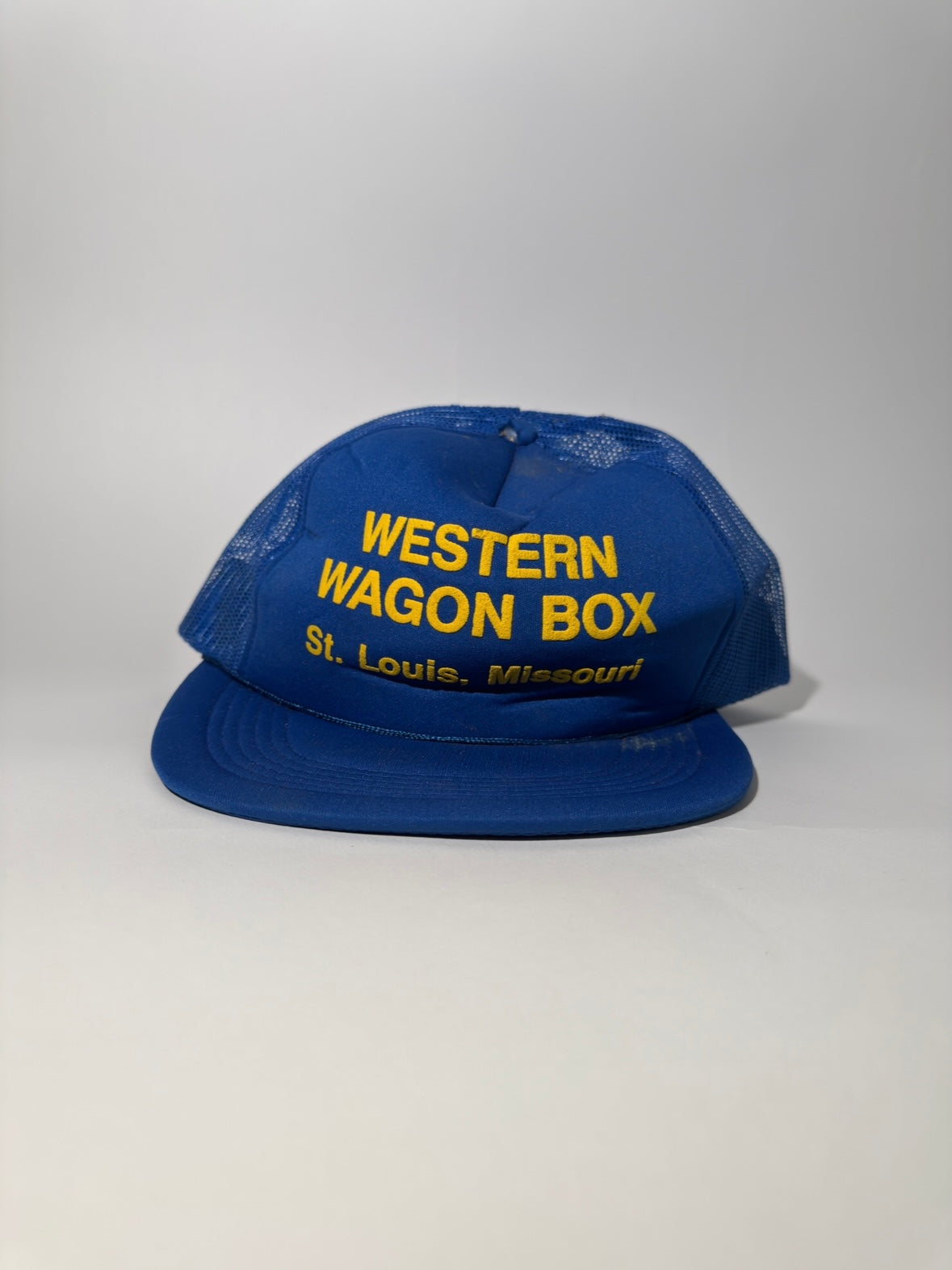 Blue Western Wagon Box Trucker Hat