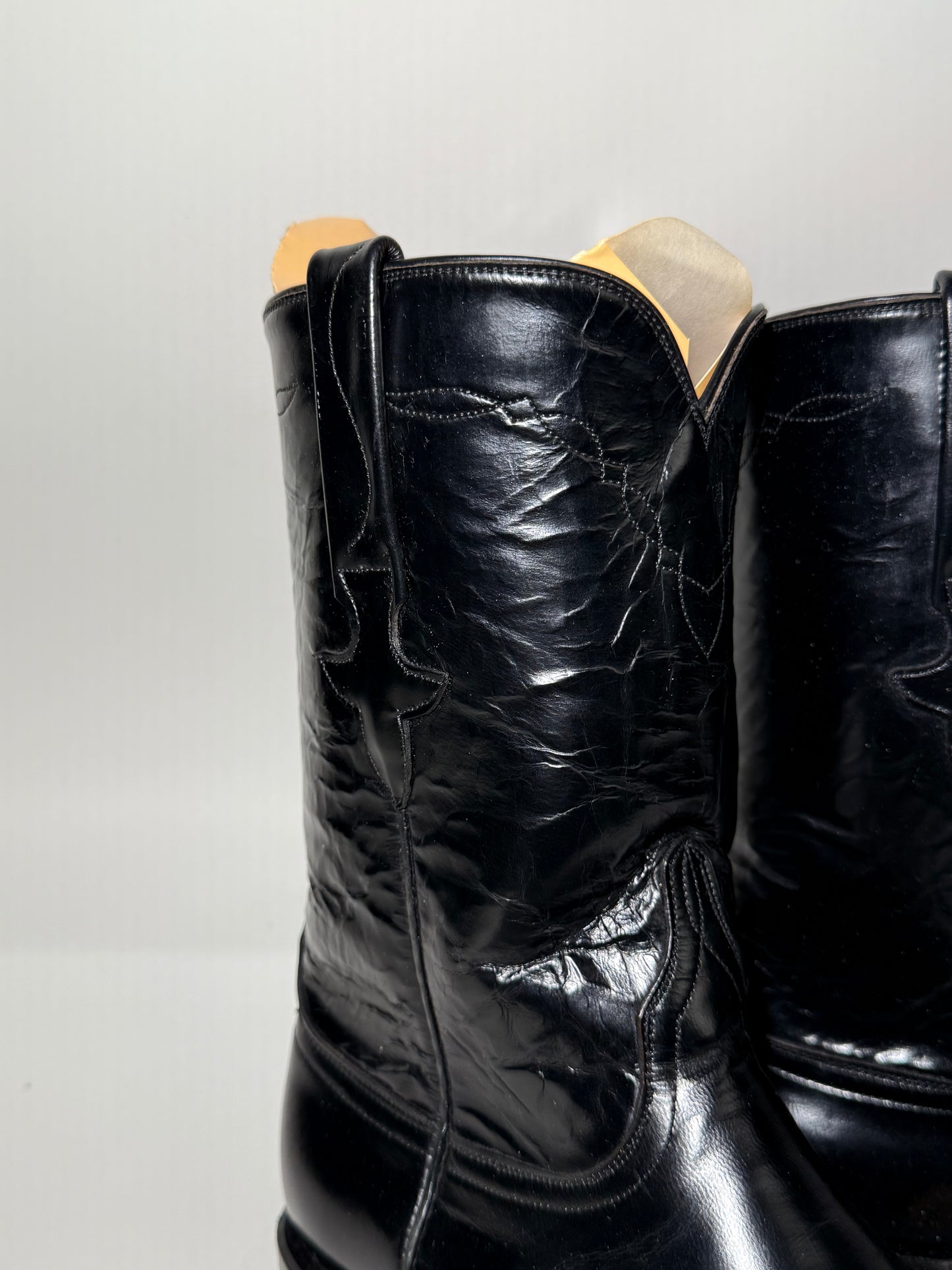 Black Leather Lucchese Cowboy Boots