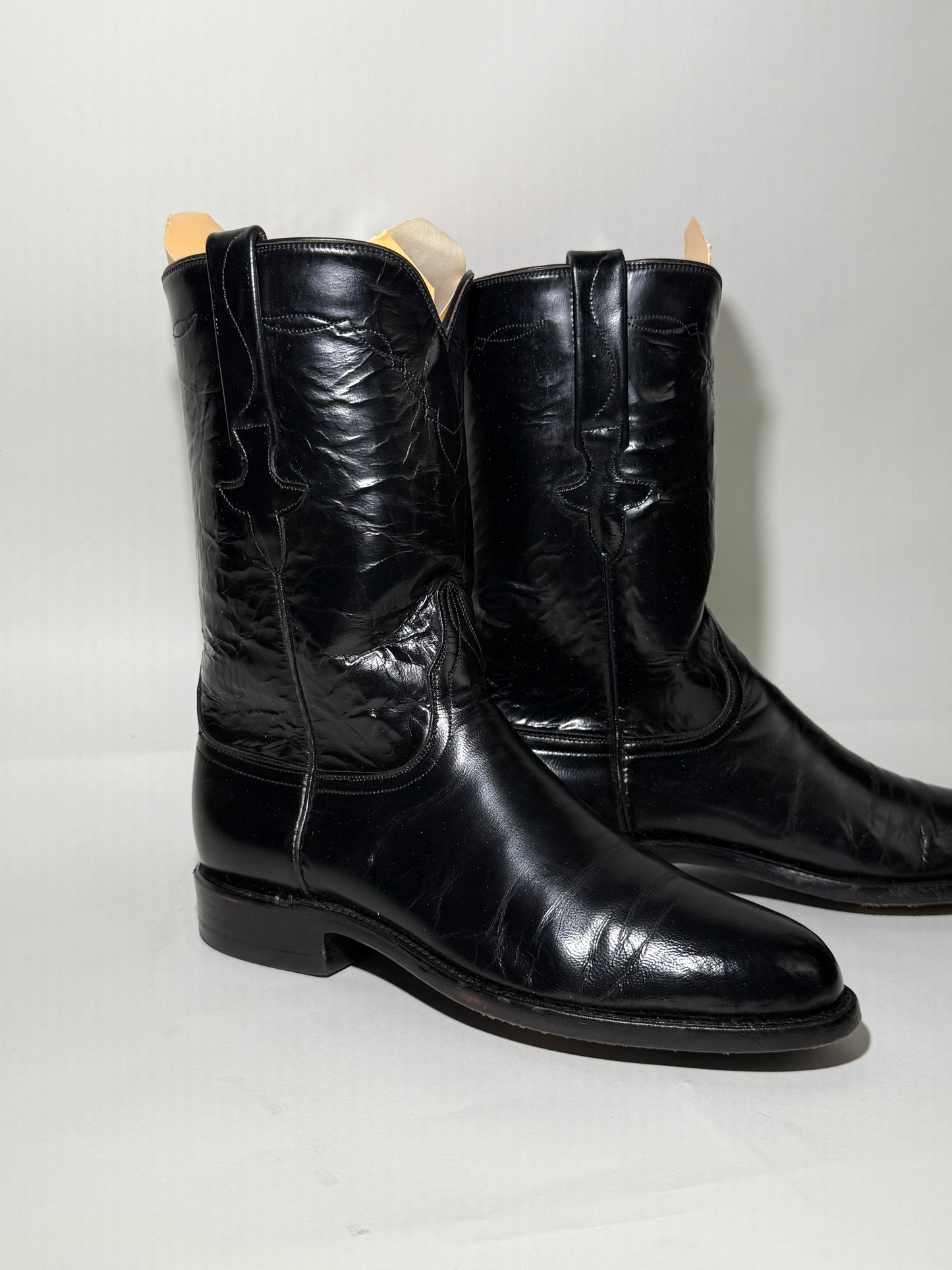Black Leather Lucchese Cowboy Boots