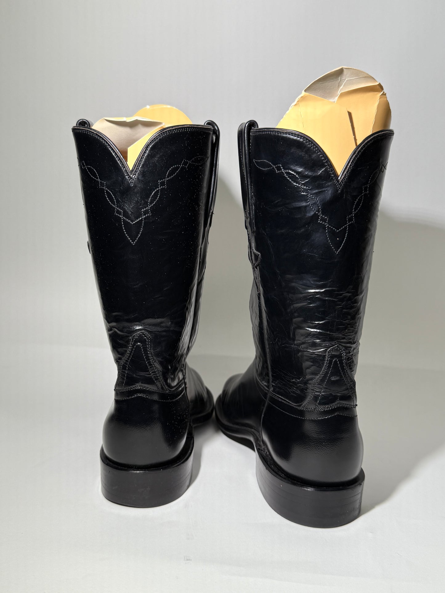 Black Leather Lucchese Cowboy Boots