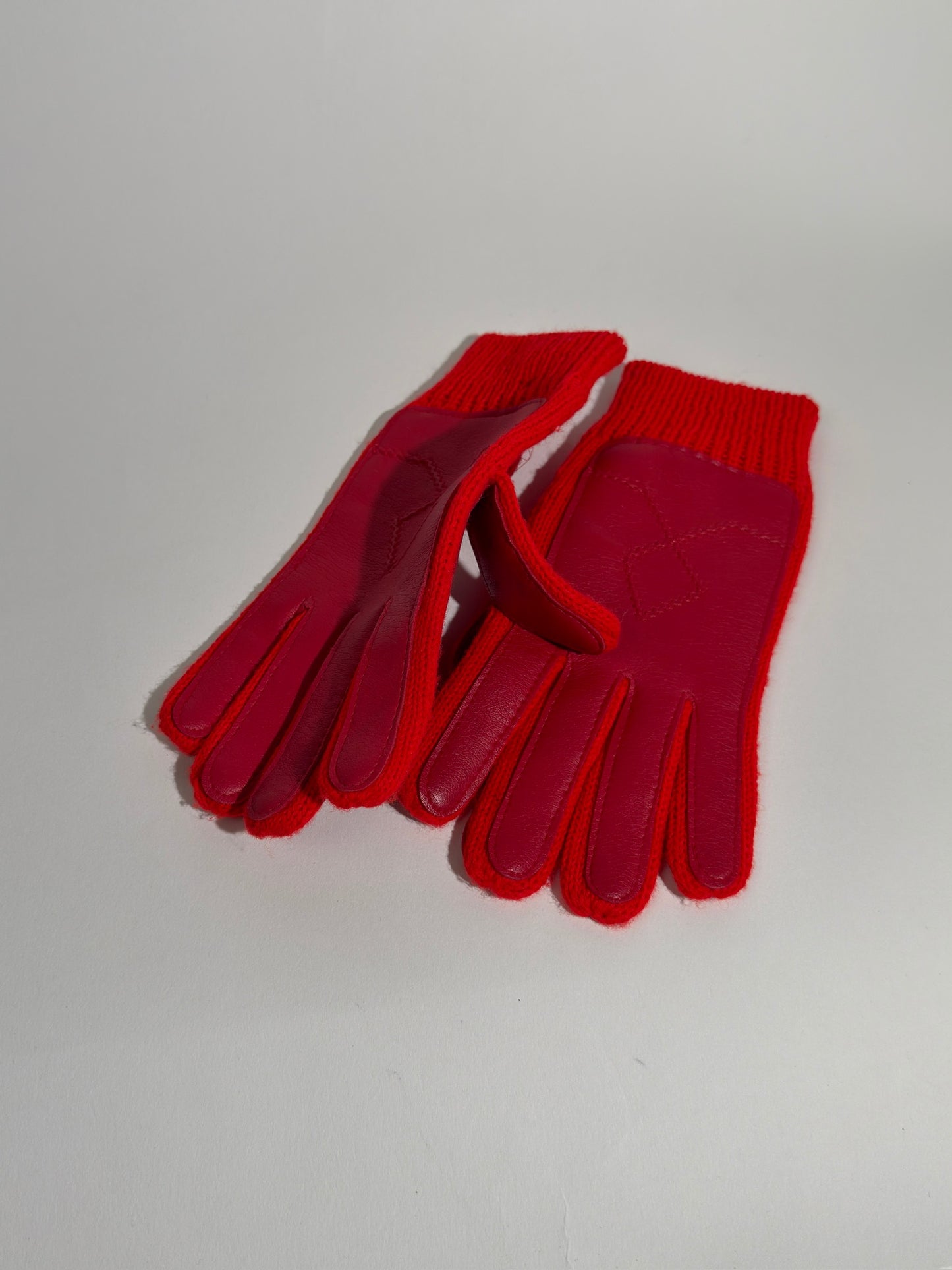 Red Knit Wool Gloves