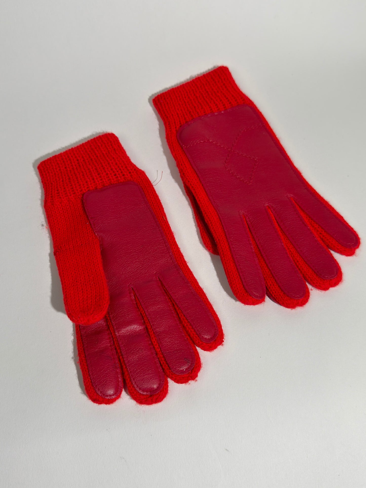 Red Knit Wool Gloves