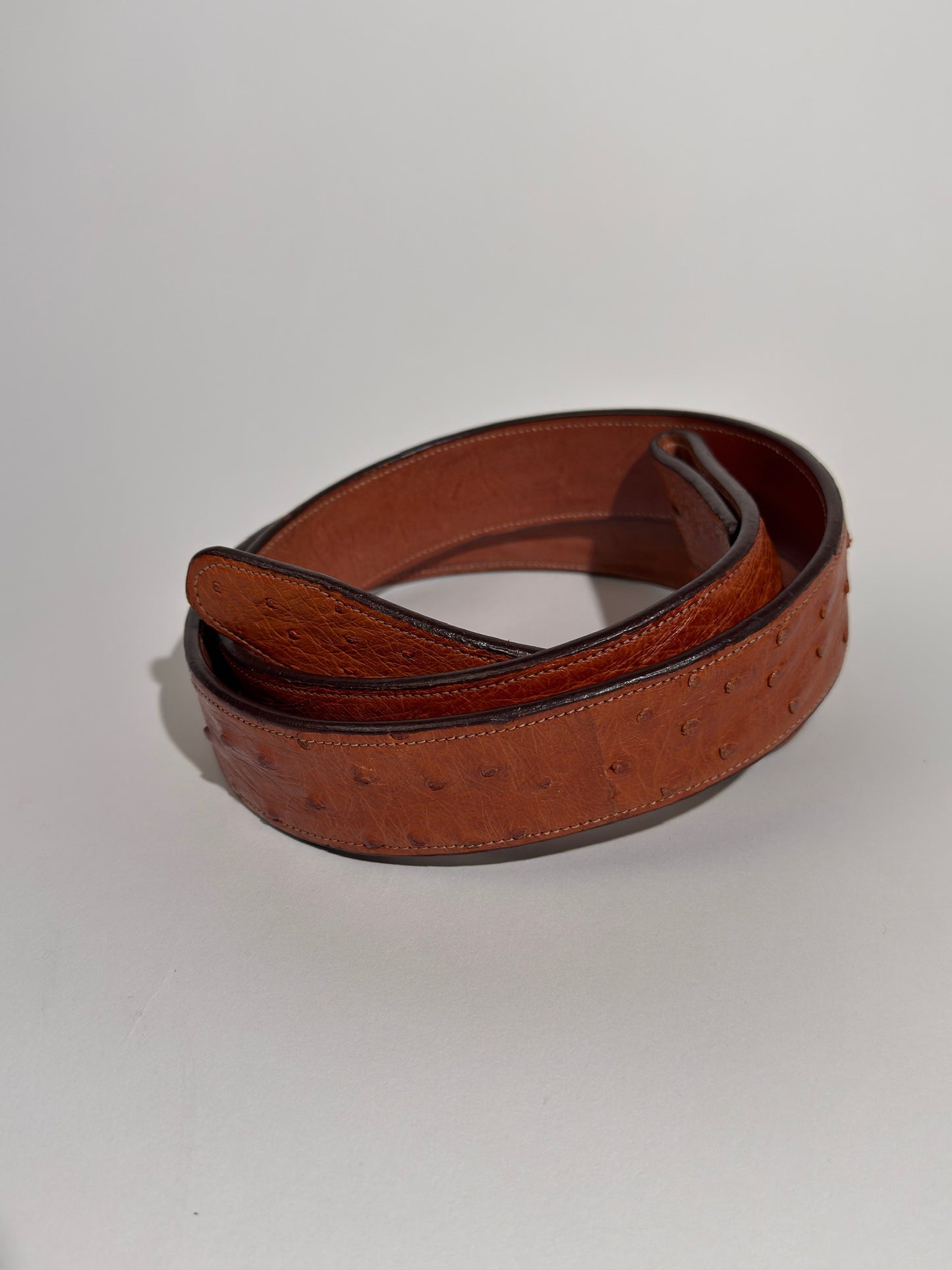 Honey Brown Ostrich Belt