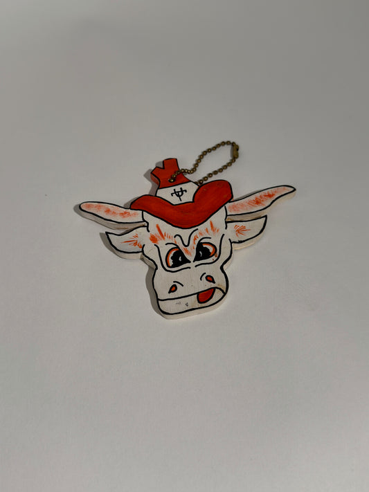 Wooden Handpainted Texas Longhorn Key Chain