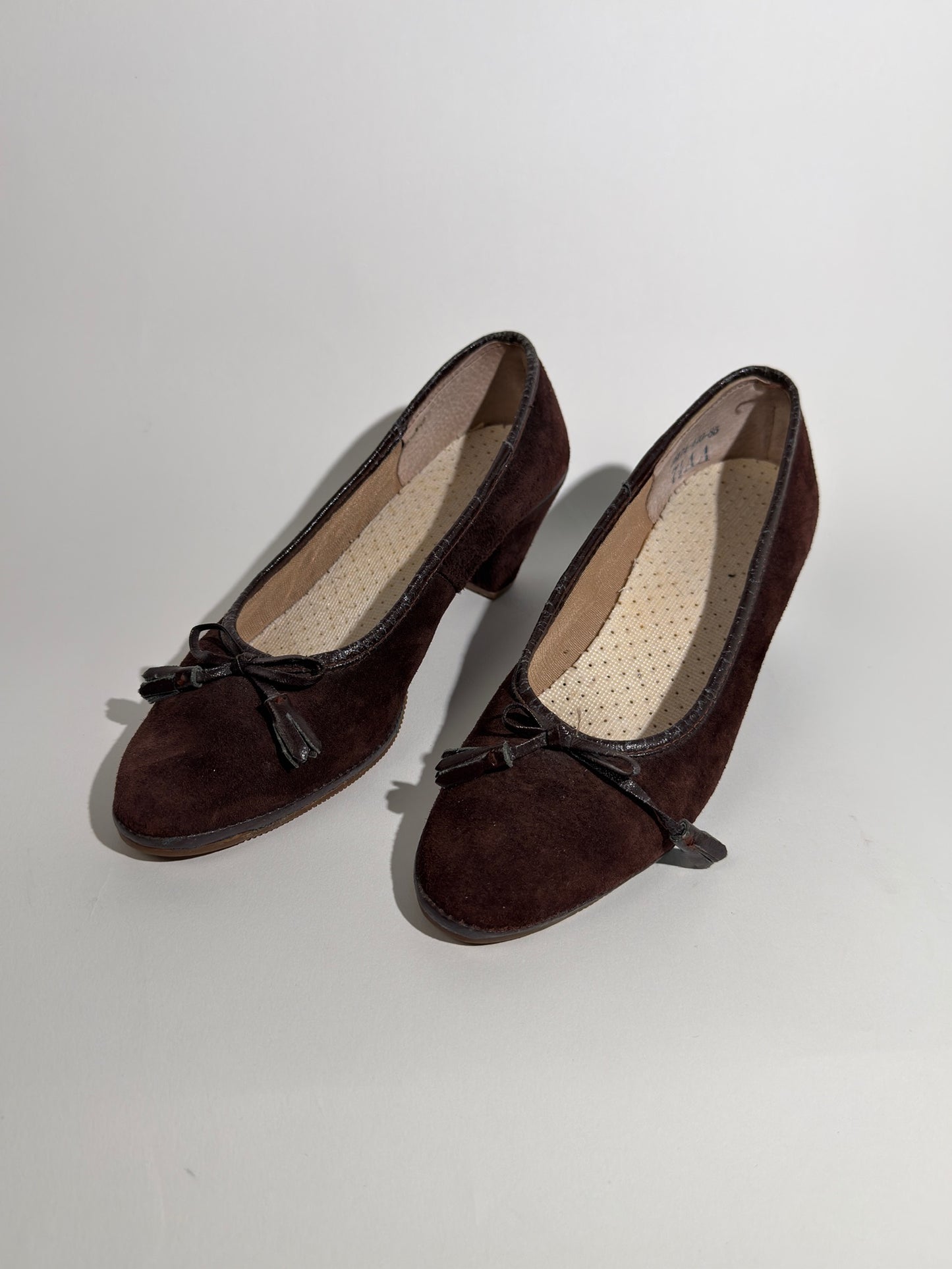 Brown Leather Tassel Heels