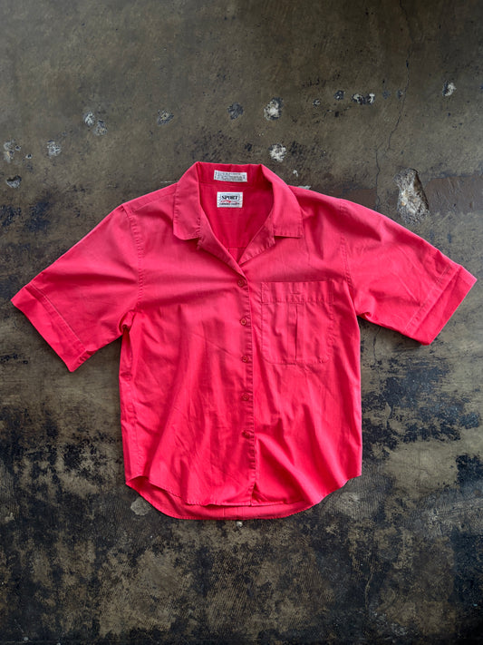 Red Sport Carriage Court Short Sleeve Blouse