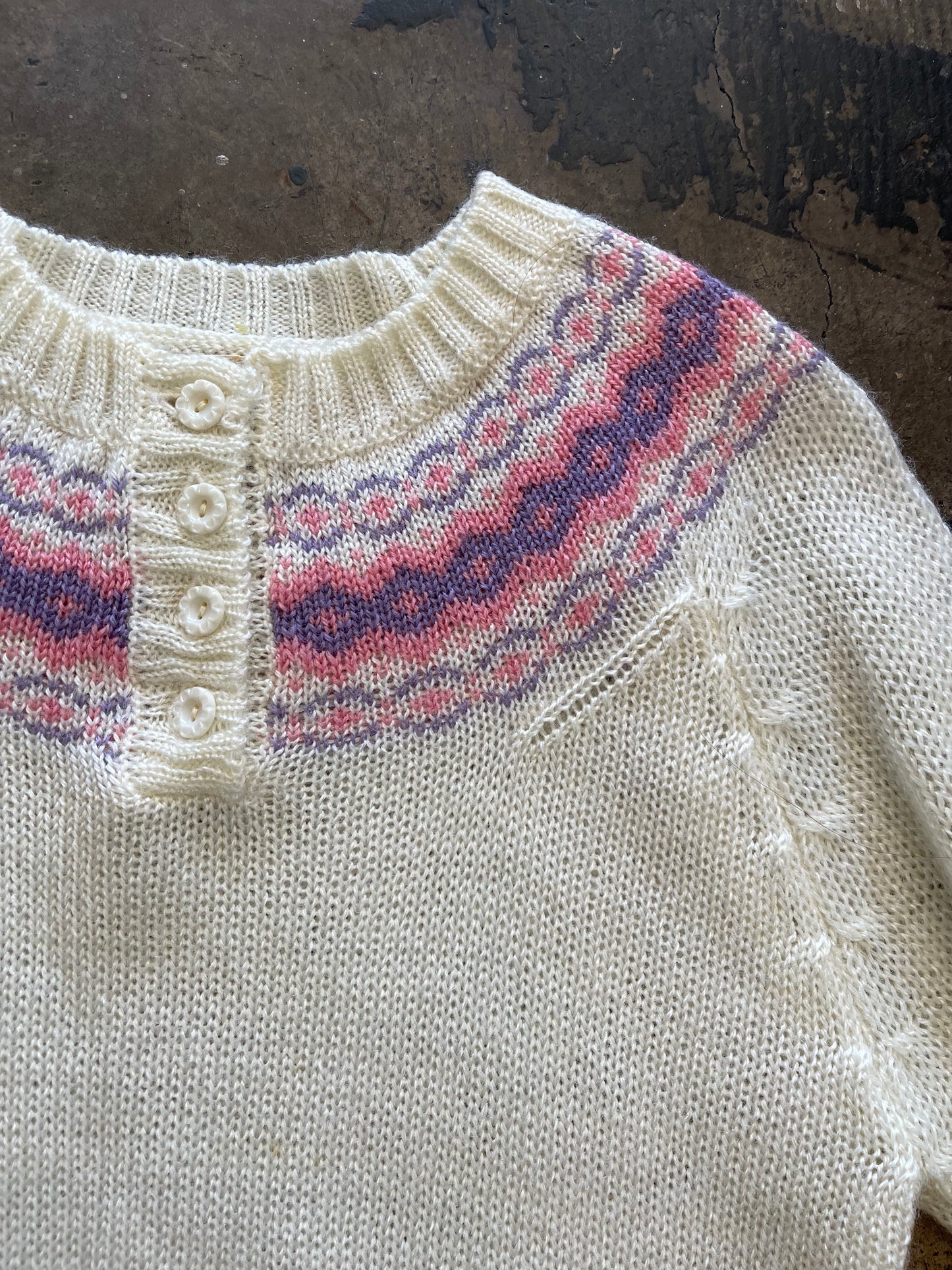 White + Pastel Button Top Sweater