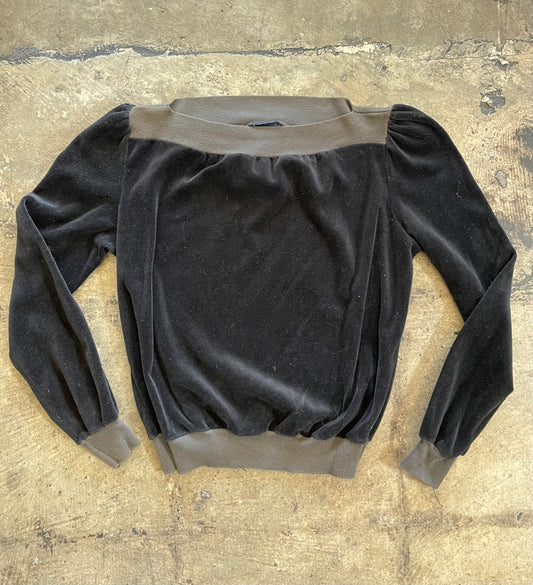 Black Velvet Boat Neck Top