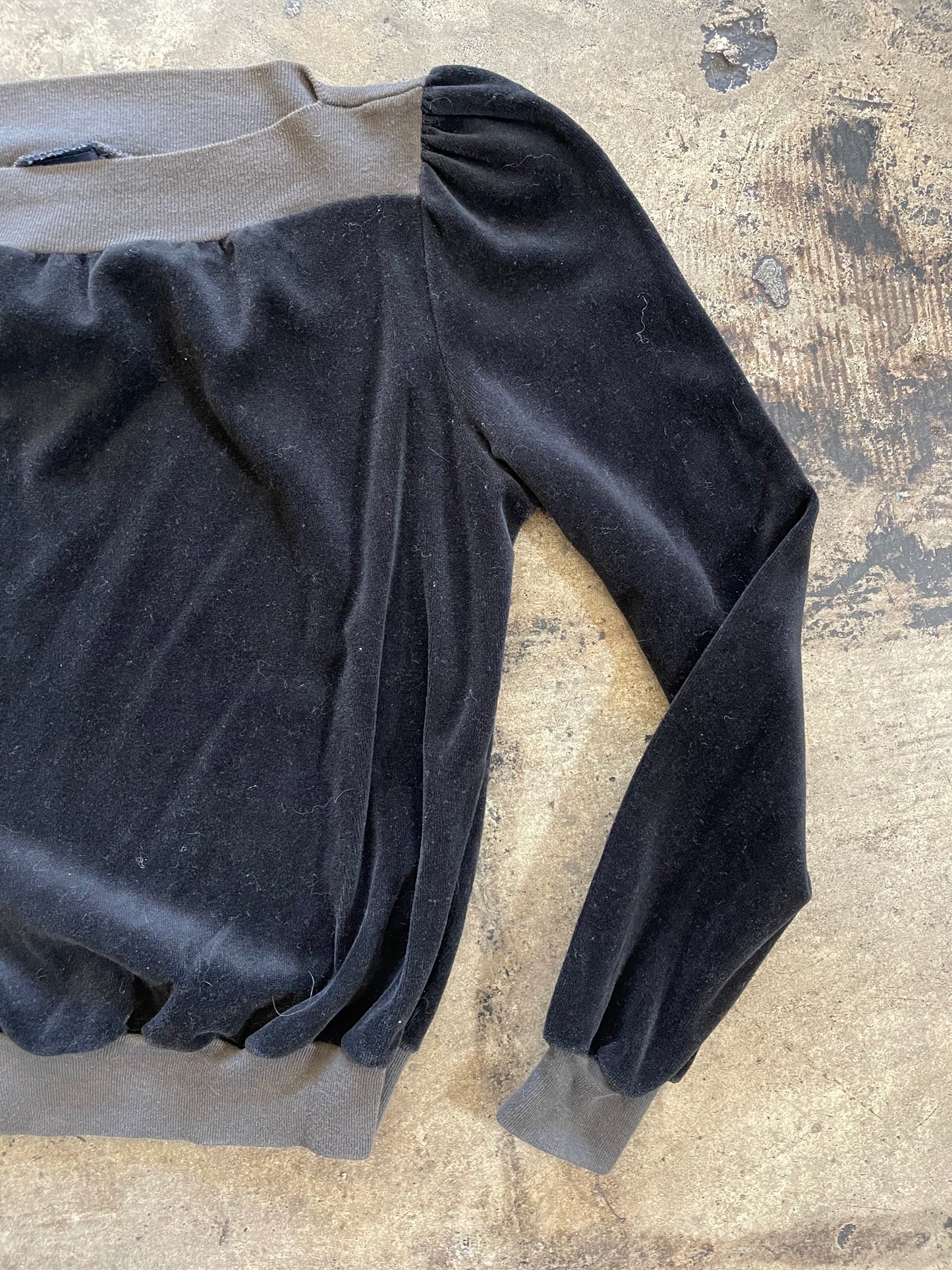 Black Velvet Boat Neck Top