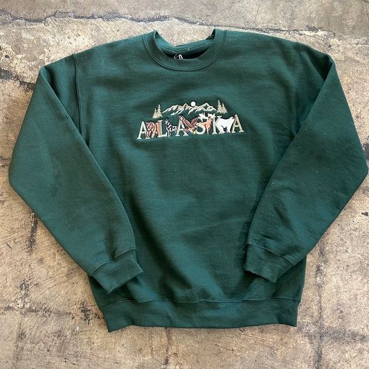 Green Alaska Embroidered Crewneck