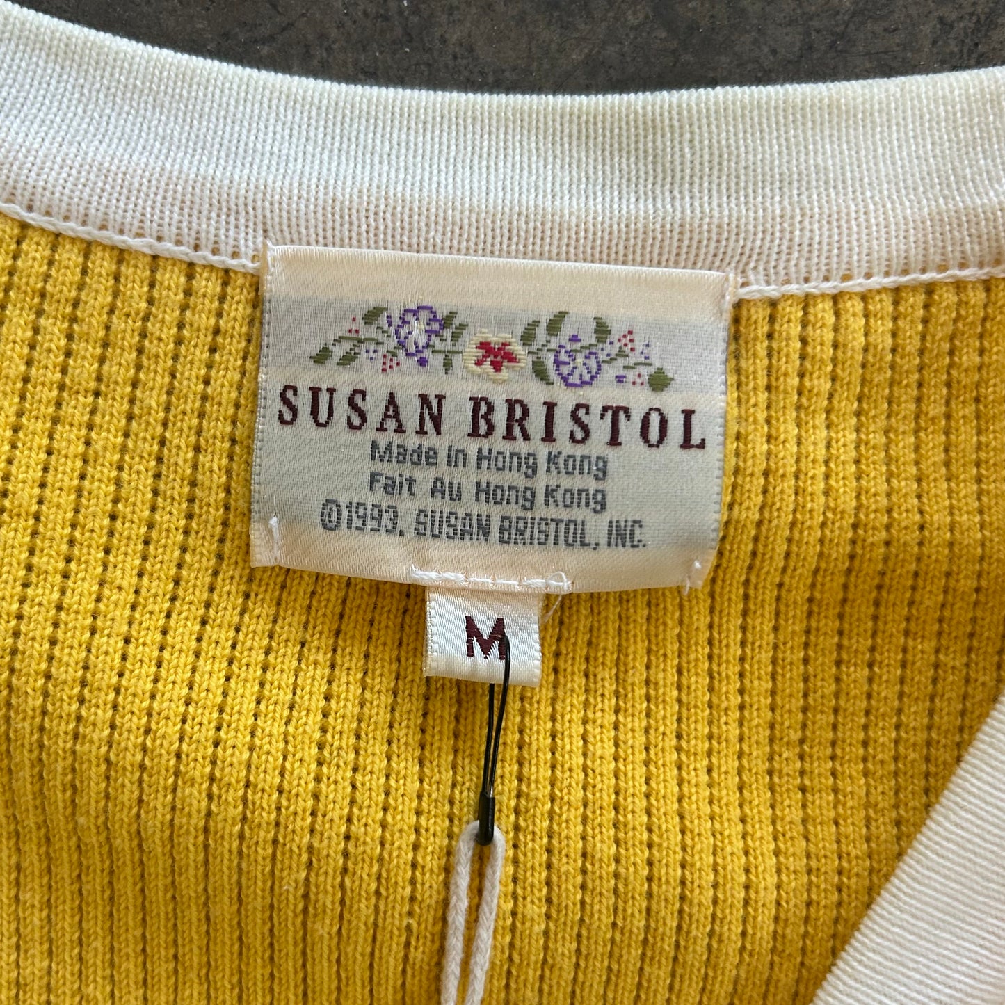 Yellow Short Sleeve Button Front Knit