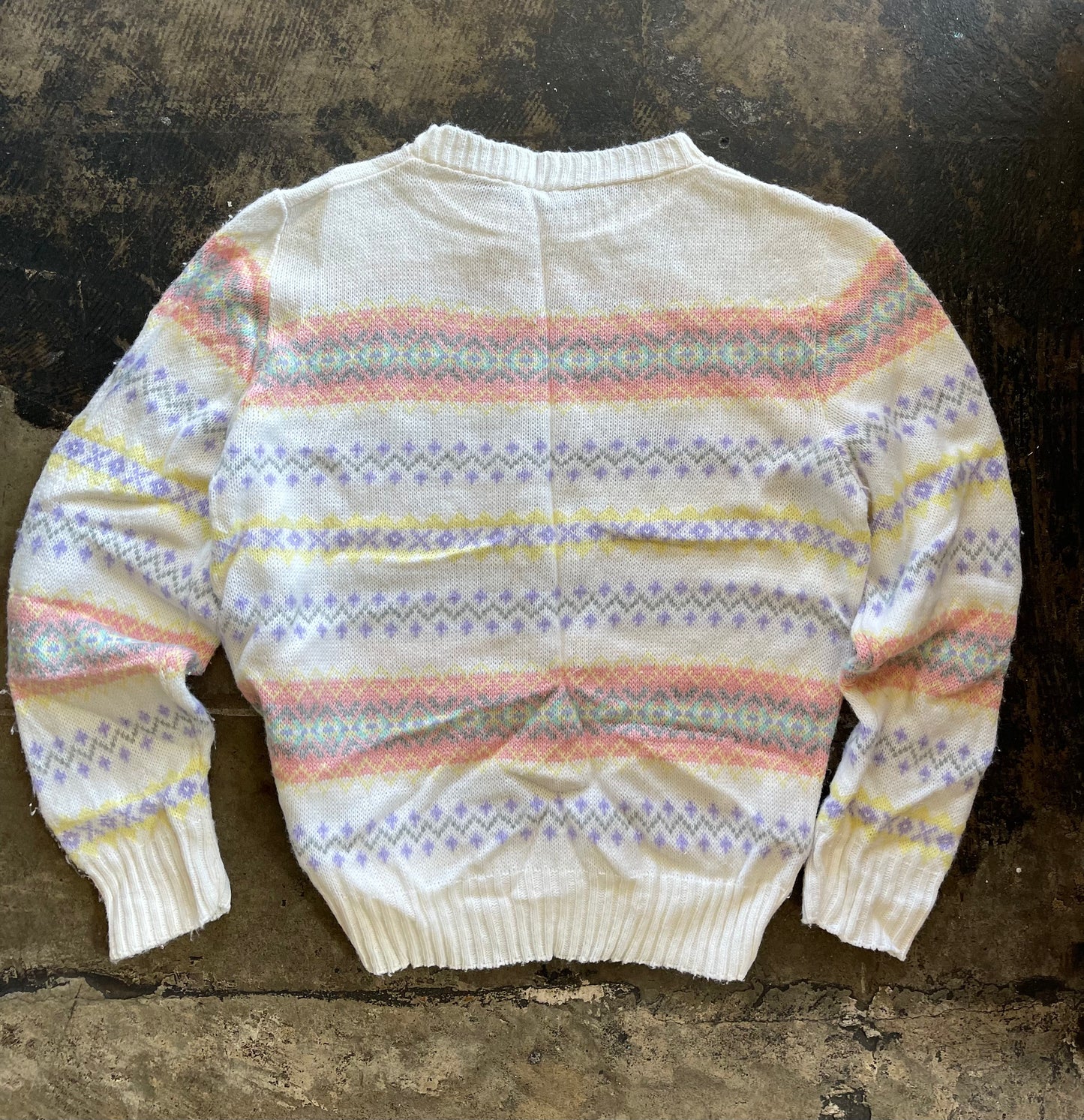 White + Pastel Fair Isle Sweater