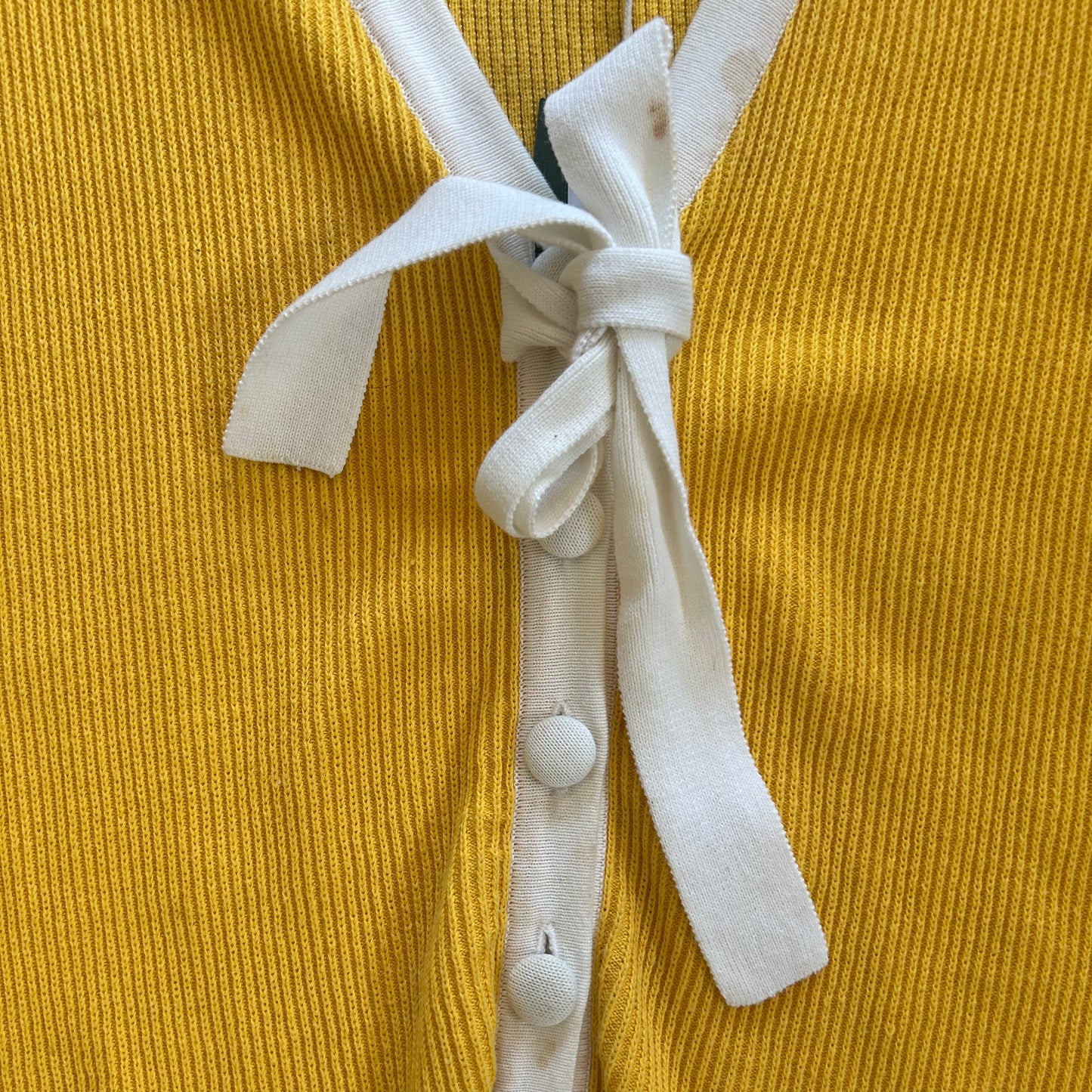 Yellow Short Sleeve Button Front Knit