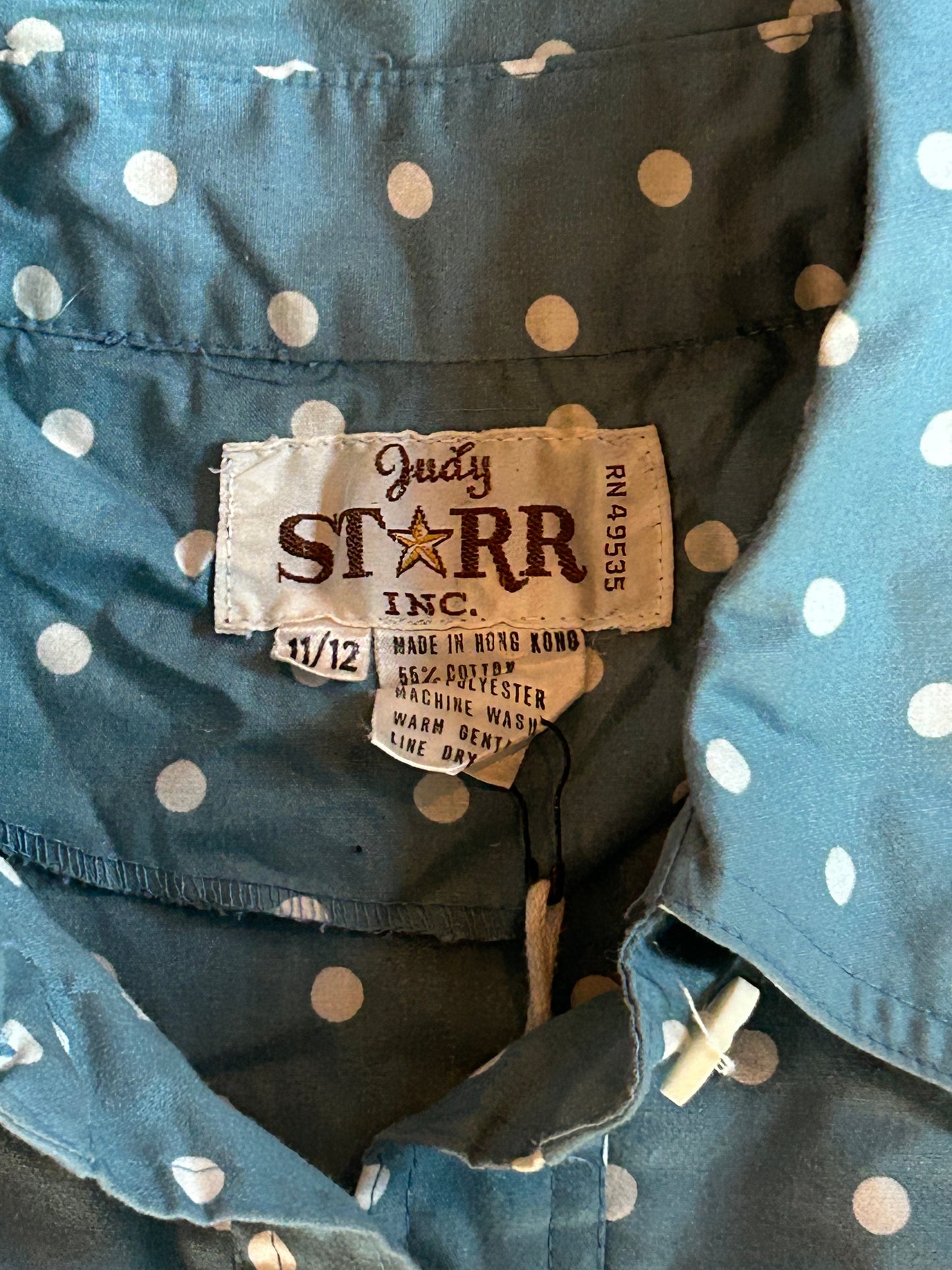 Blue Polkadot Button Front Dress