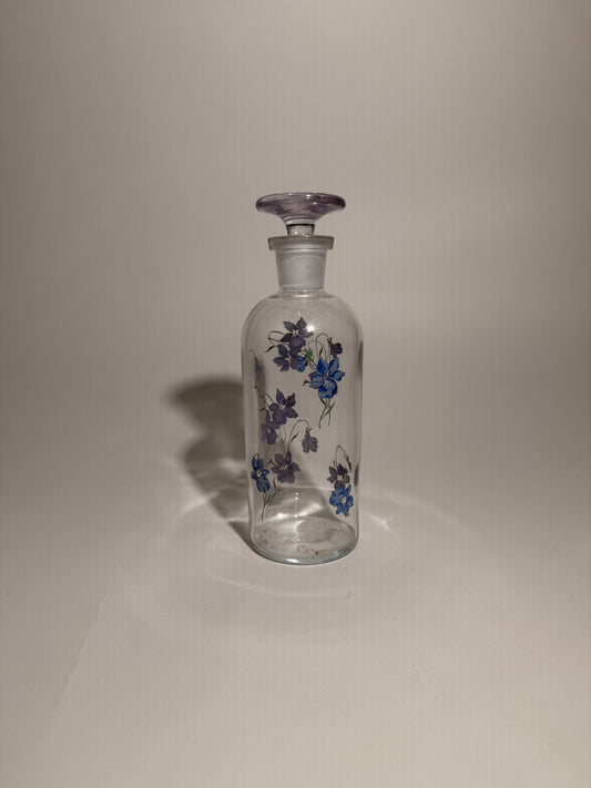 Blue Floral Glass Container