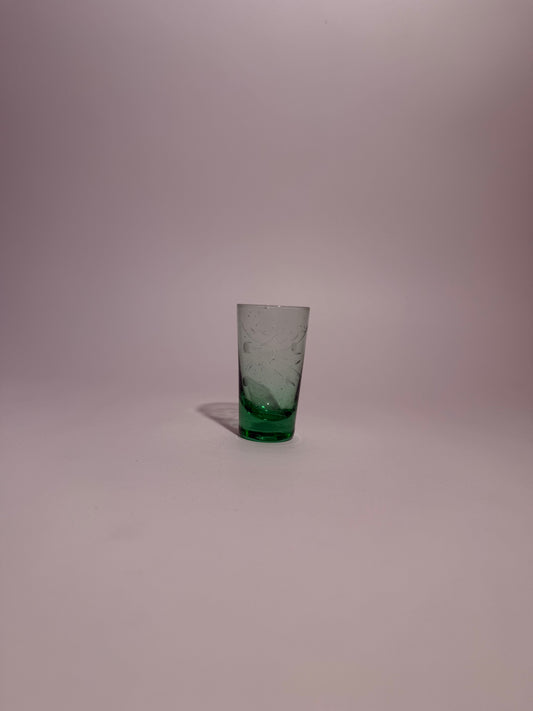 Green Etched Shot Glass