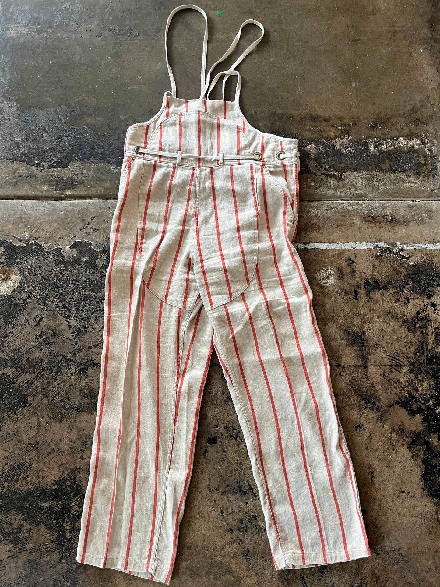 Kapital Striped Overall Linen Jumpsuit