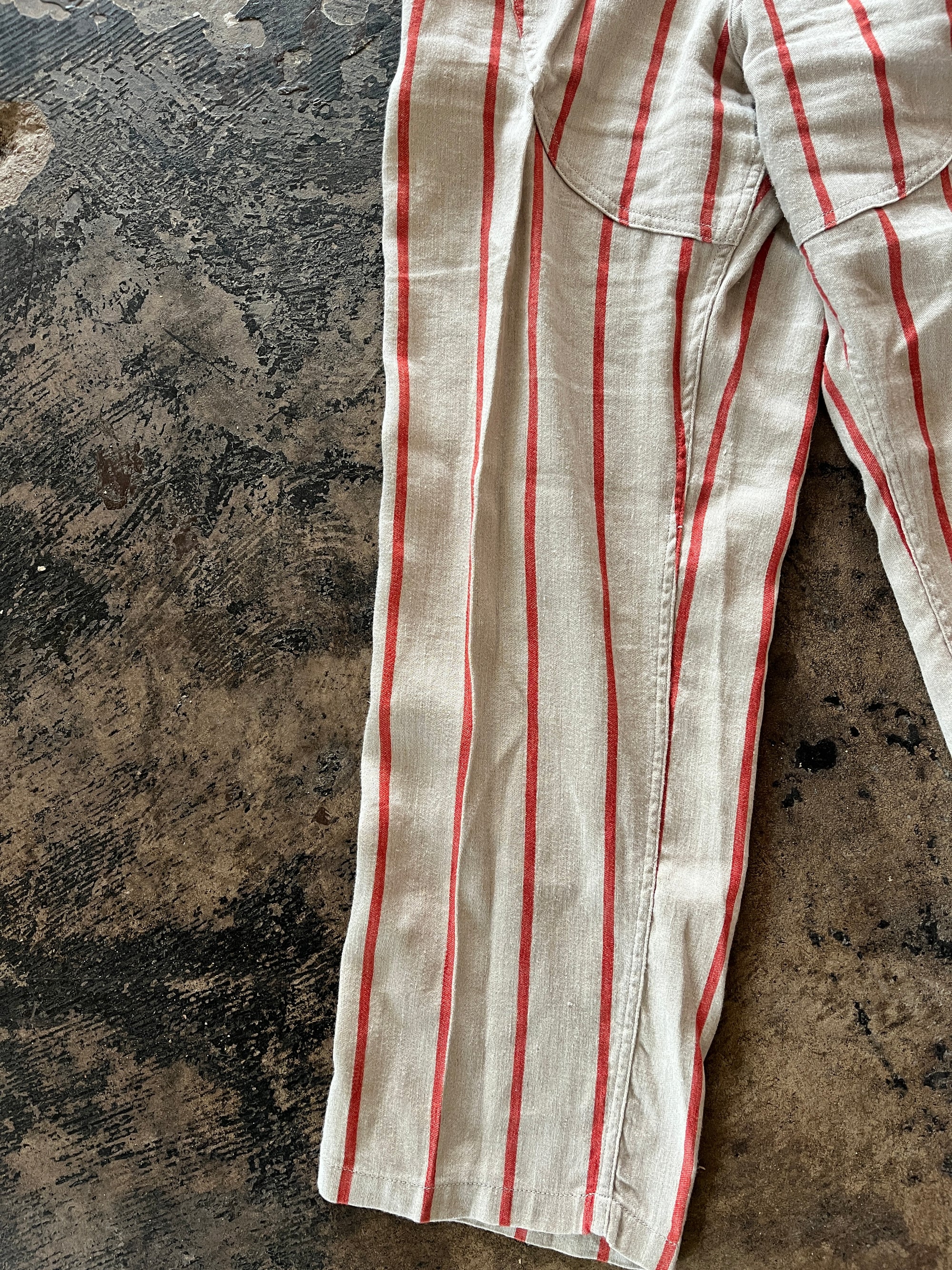 Kapital Striped Overall Linen Jumpsuit
