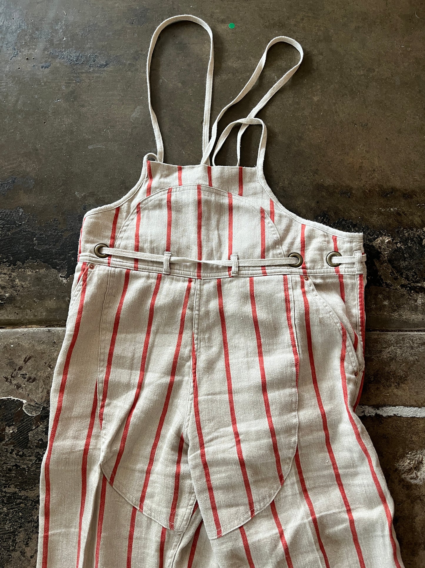 Kapital Striped Overall Linen Jumpsuit