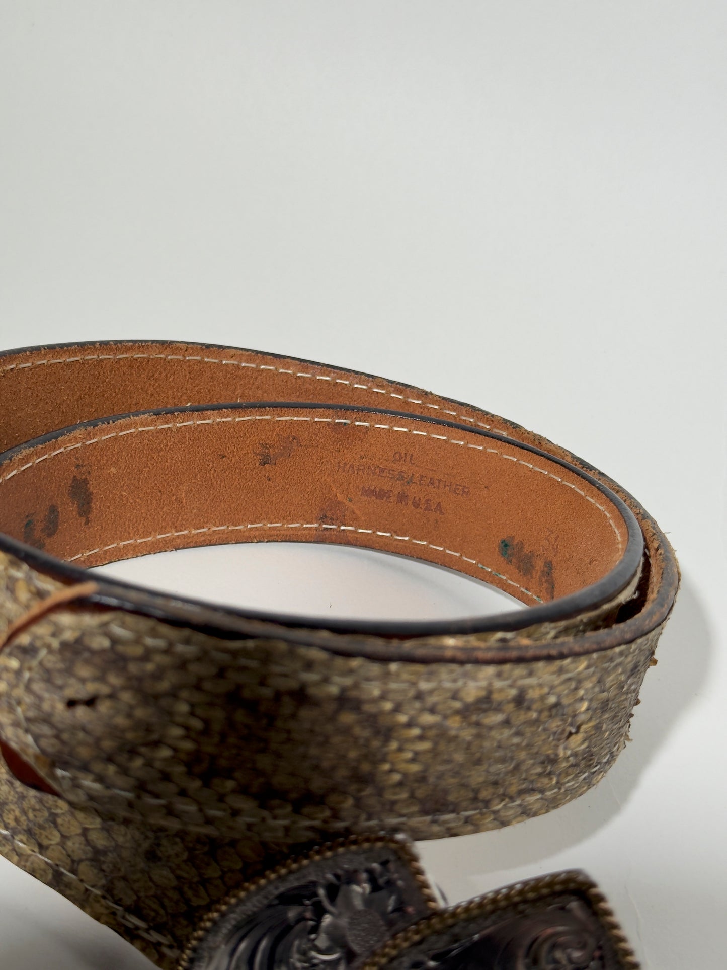 Silver Triple Heart + Snake Skin Belt