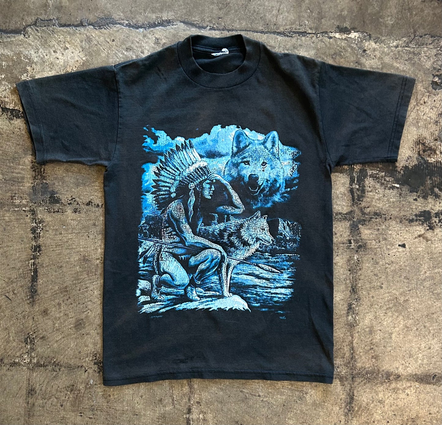 Black + Blue Native Wolf Tee