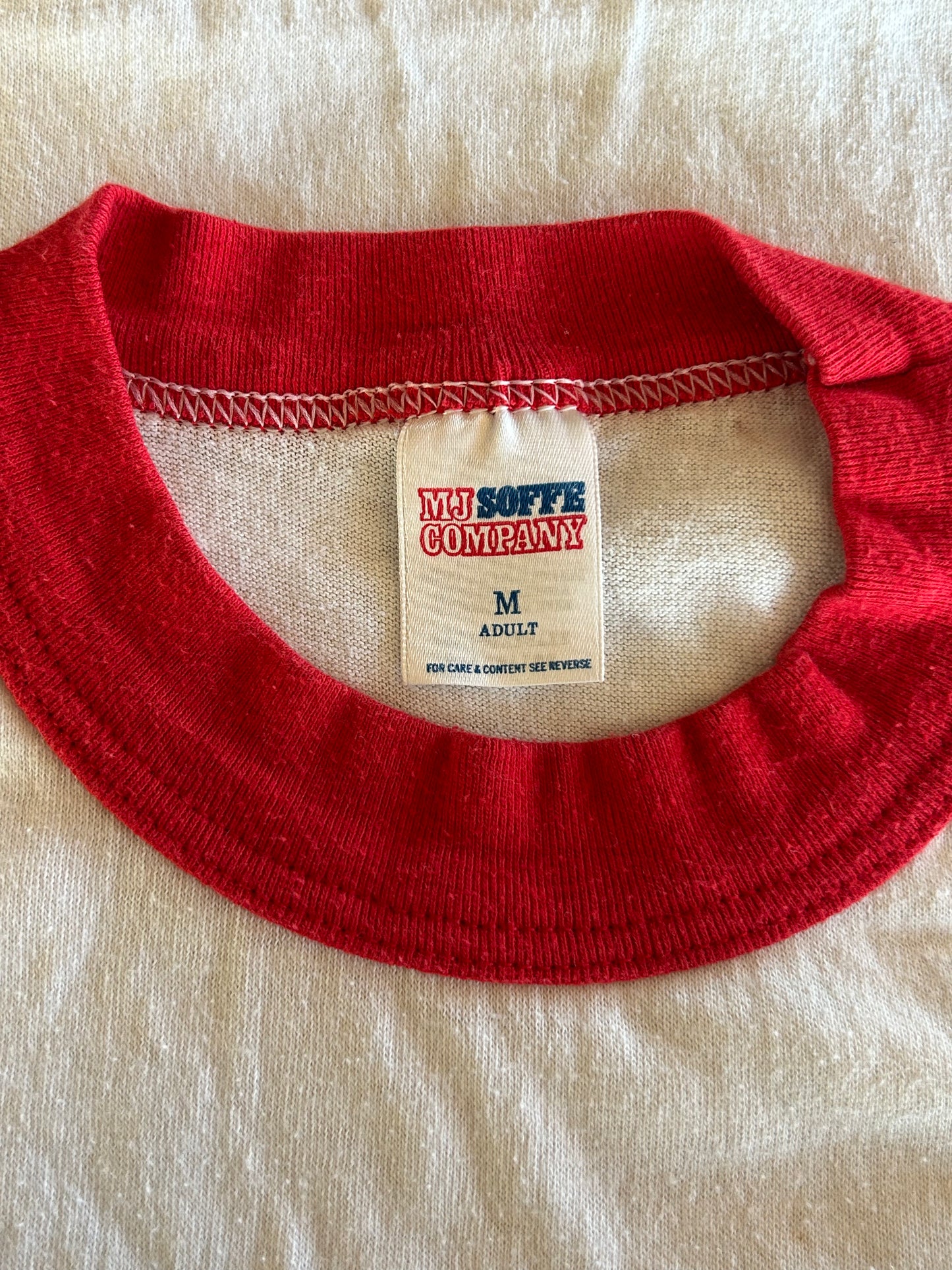 White + Red Feast Day Run Ringer Tee