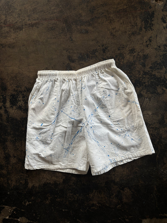 White Paint Splatter Shorts