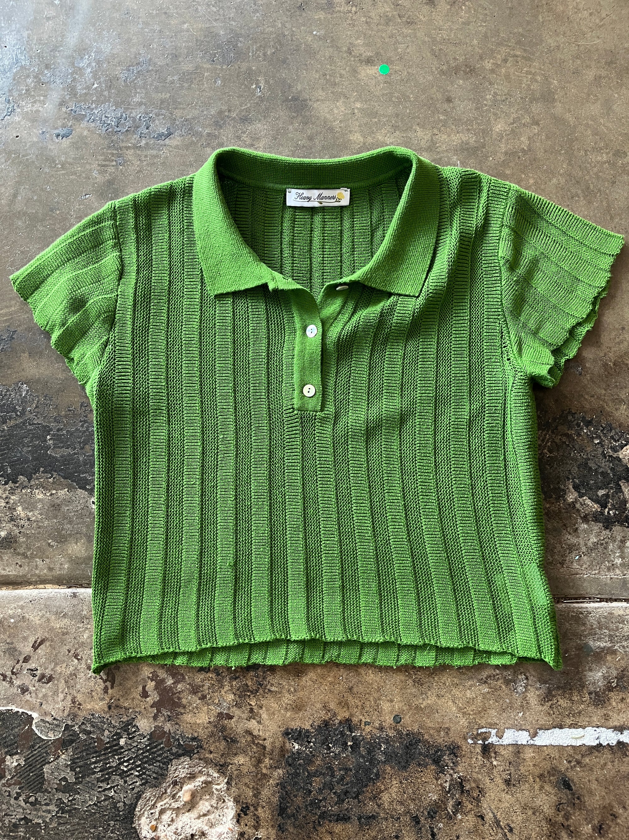 Heavy Manners Green Knit Polo