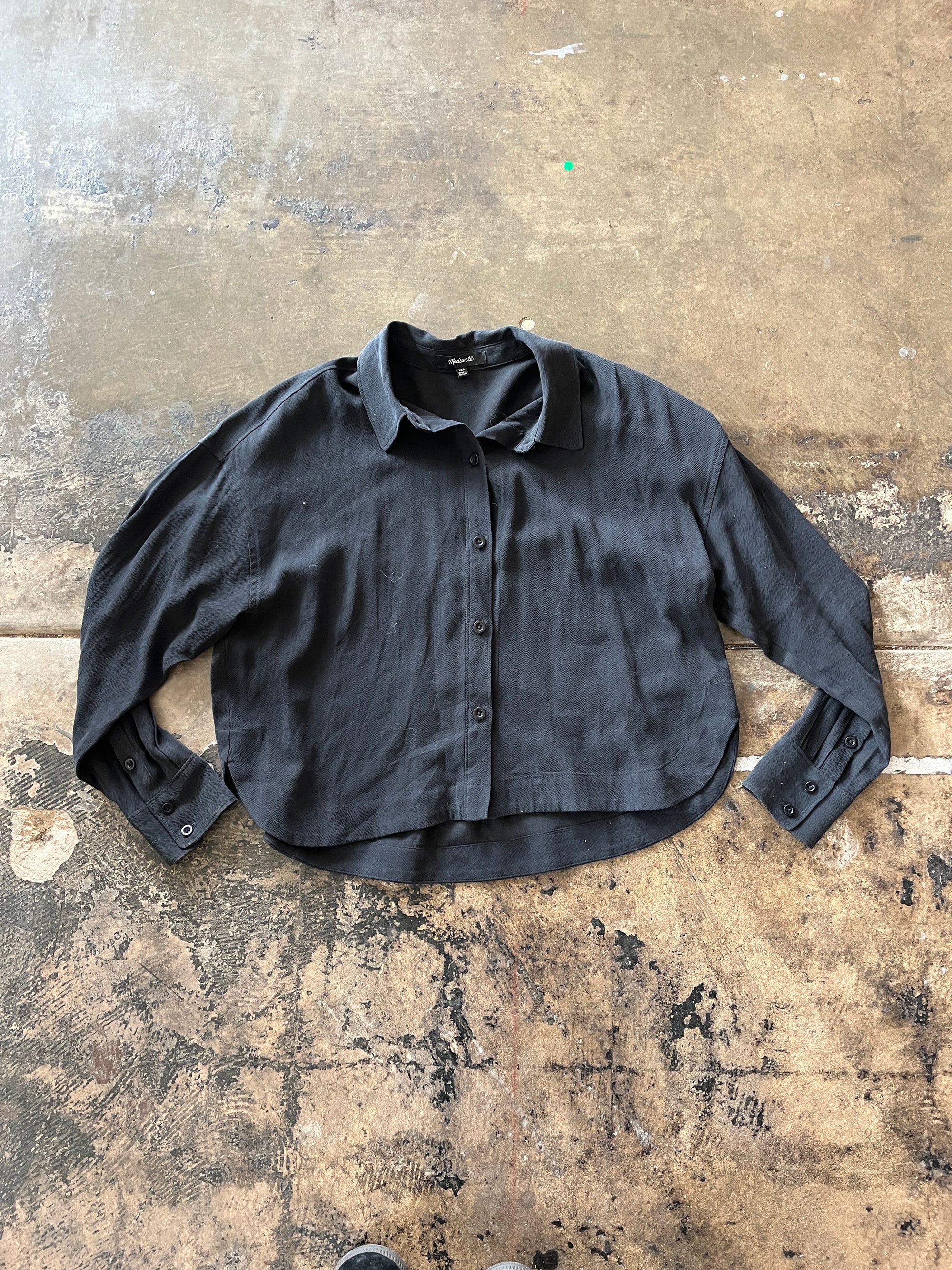 Madewell Black Cropped Button Down