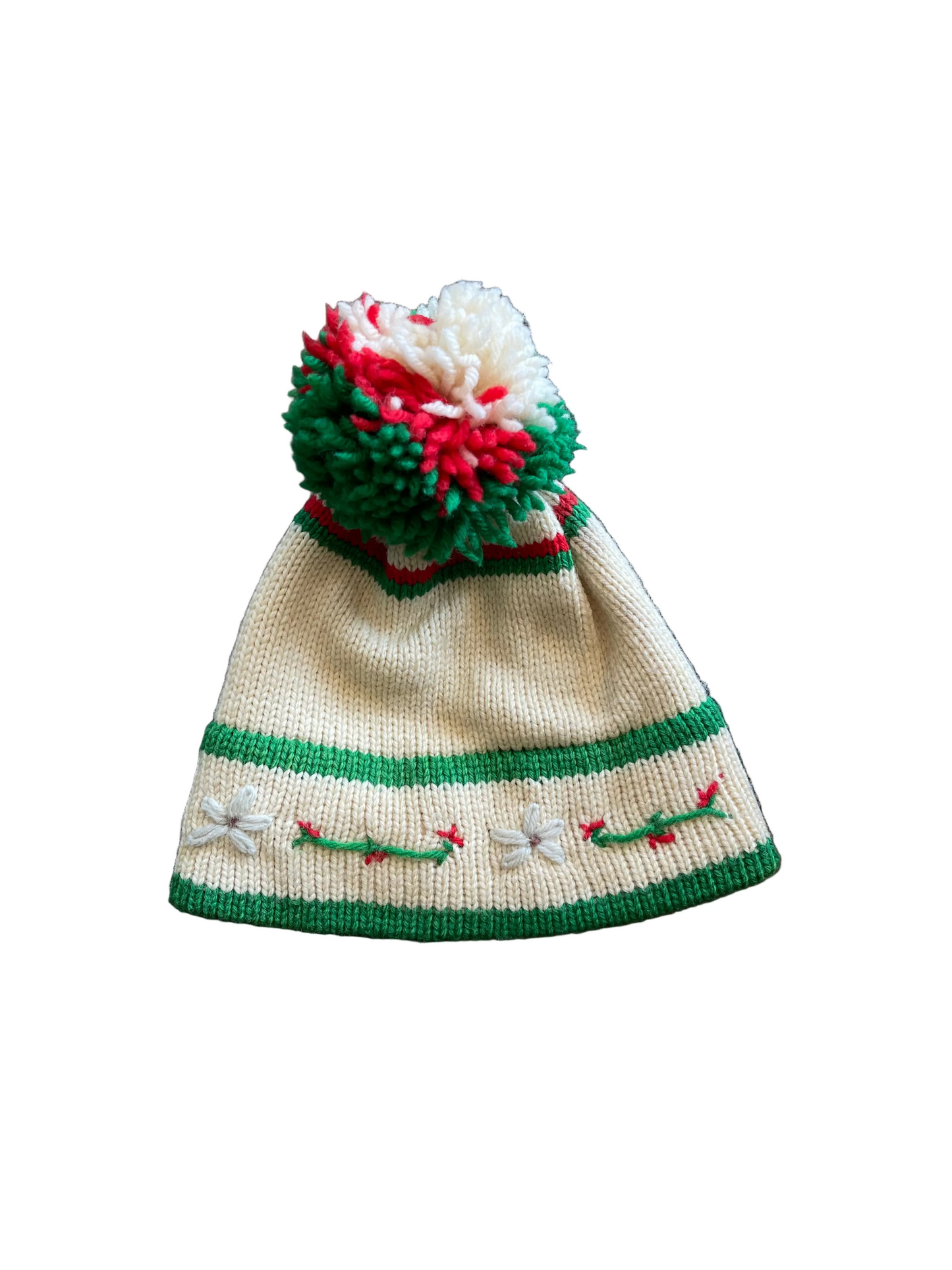 Wool Floral Pom Beanie