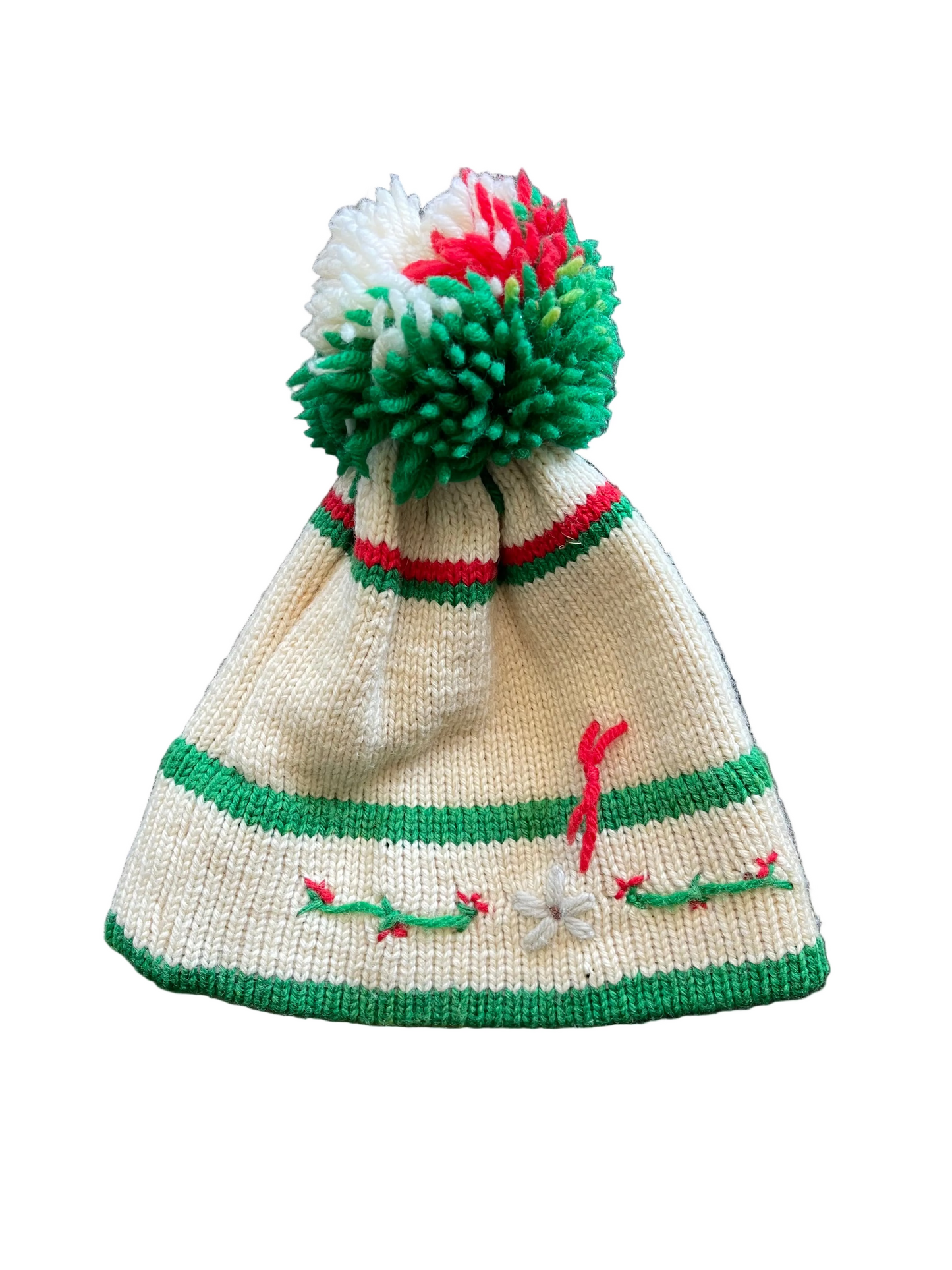 Wool Floral Pom Beanie